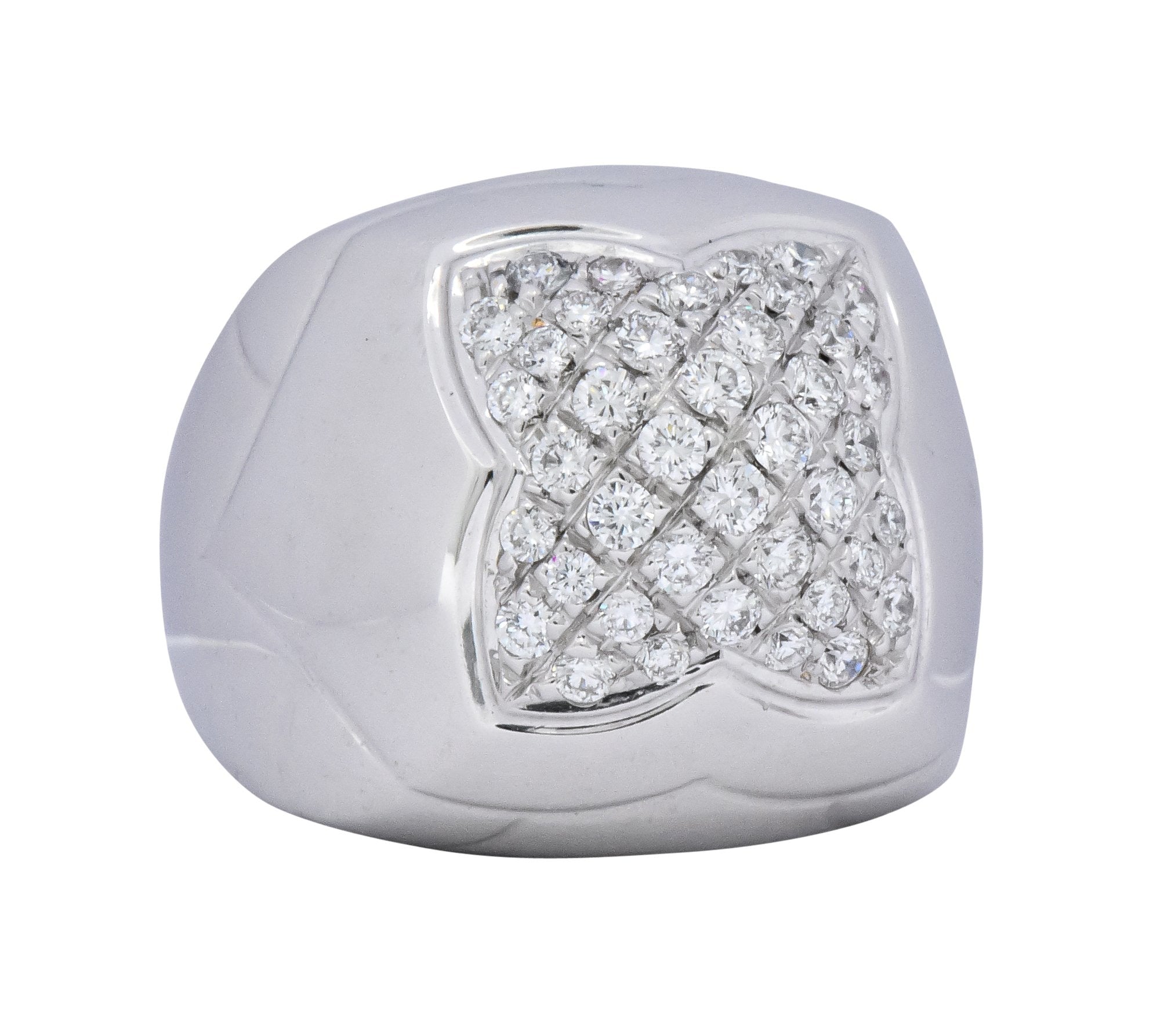 Bulgari Modern 1.04 CTW Pave Diamond 18 Karat White Gold Pyramide Band Ring - Wilson's Estate Jewelry