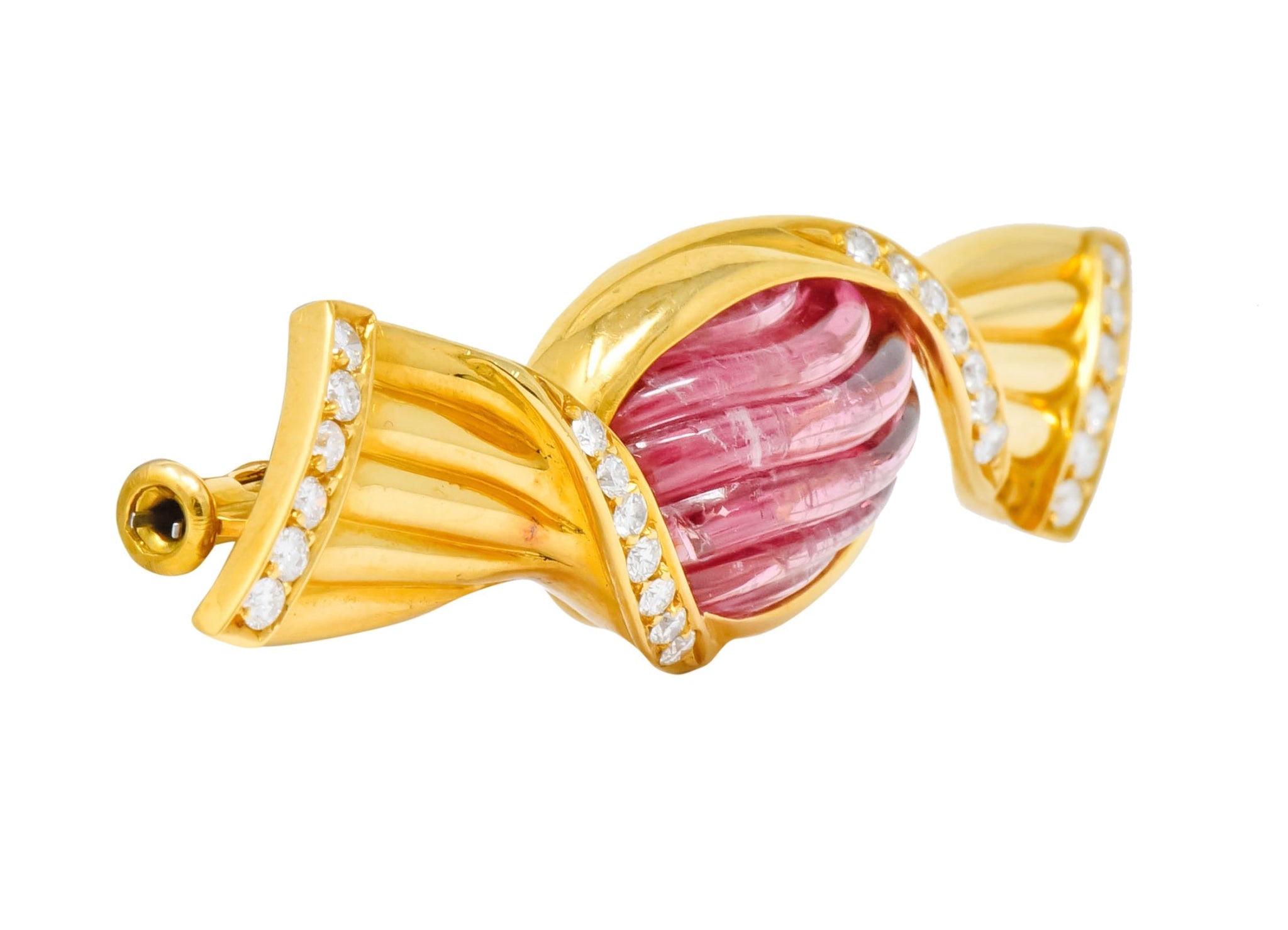 Bulgari Pink Tourmaline 18 Karat Gold Bonbon Candy Brooch - Wilson's Estate Jewelry