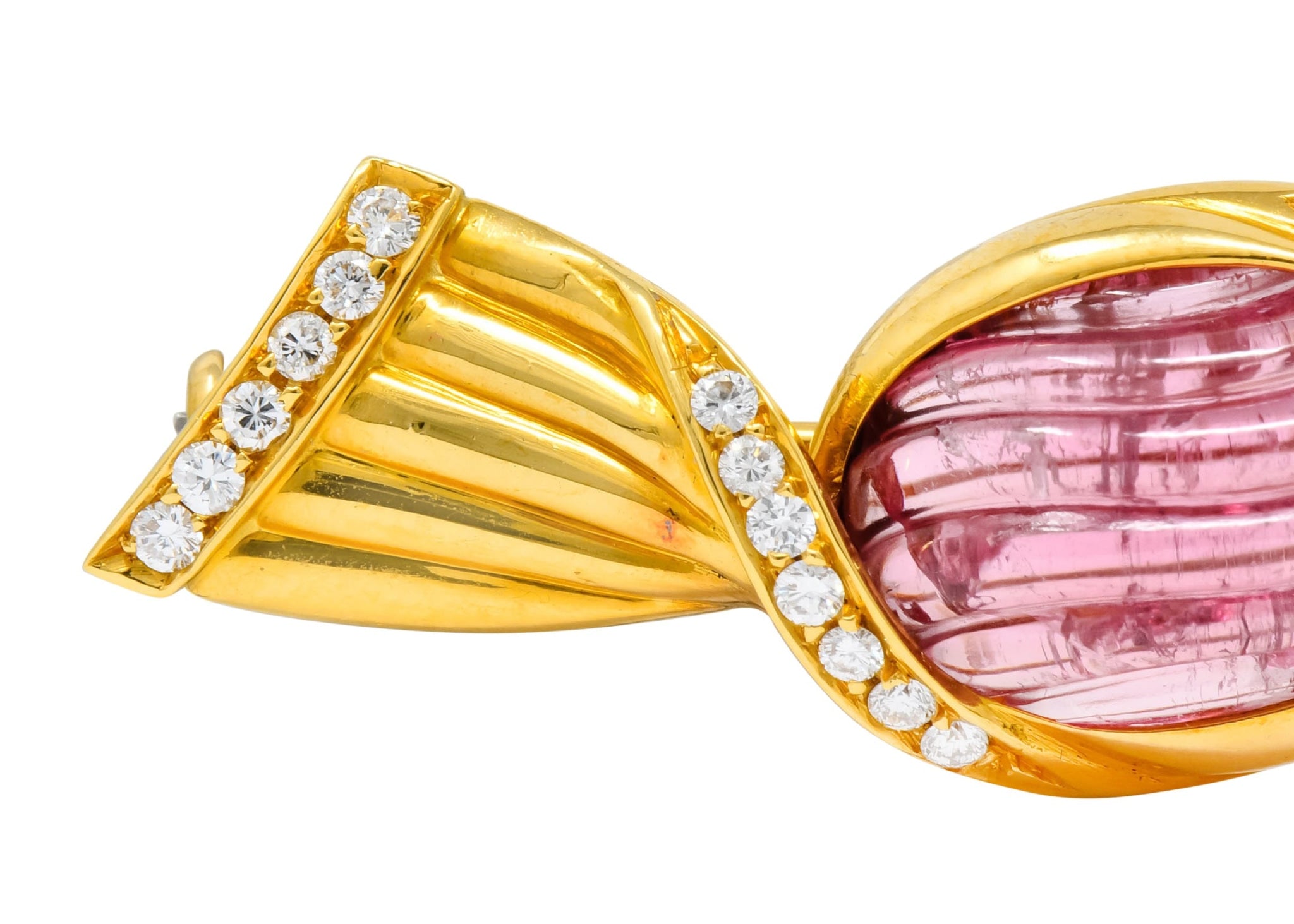 Bulgari Pink Tourmaline 18 Karat Gold Bonbon Candy Brooch - Wilson's Estate Jewelry