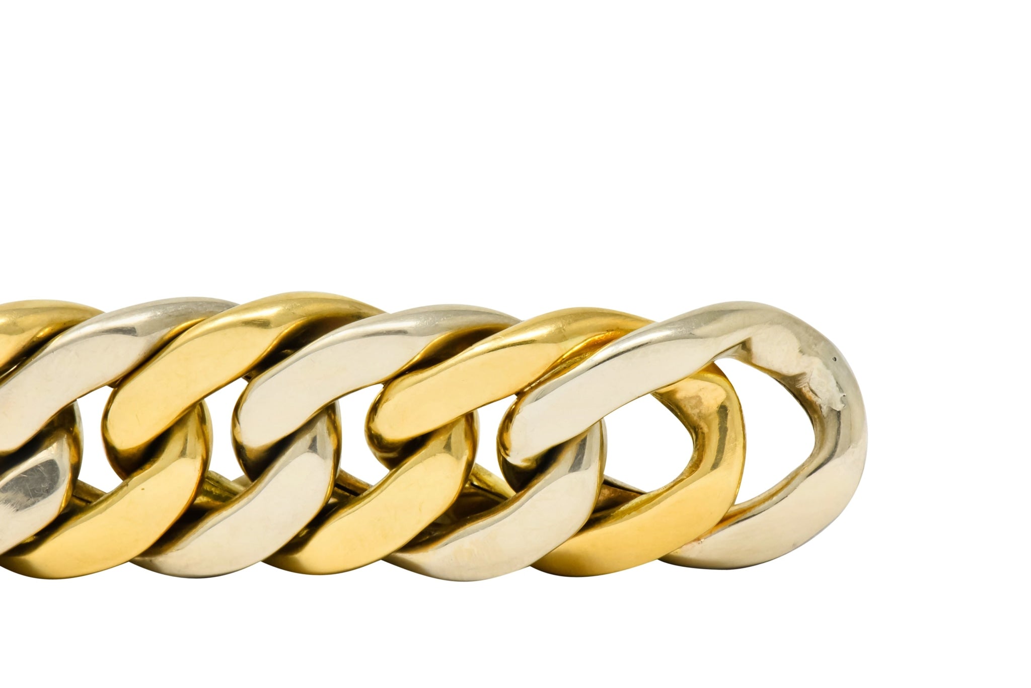 Carlo Weingrill Italian 18 Karat Two-Tone Gold Curb Link Unisex Bracelet - Wilson's Estate Jewelry