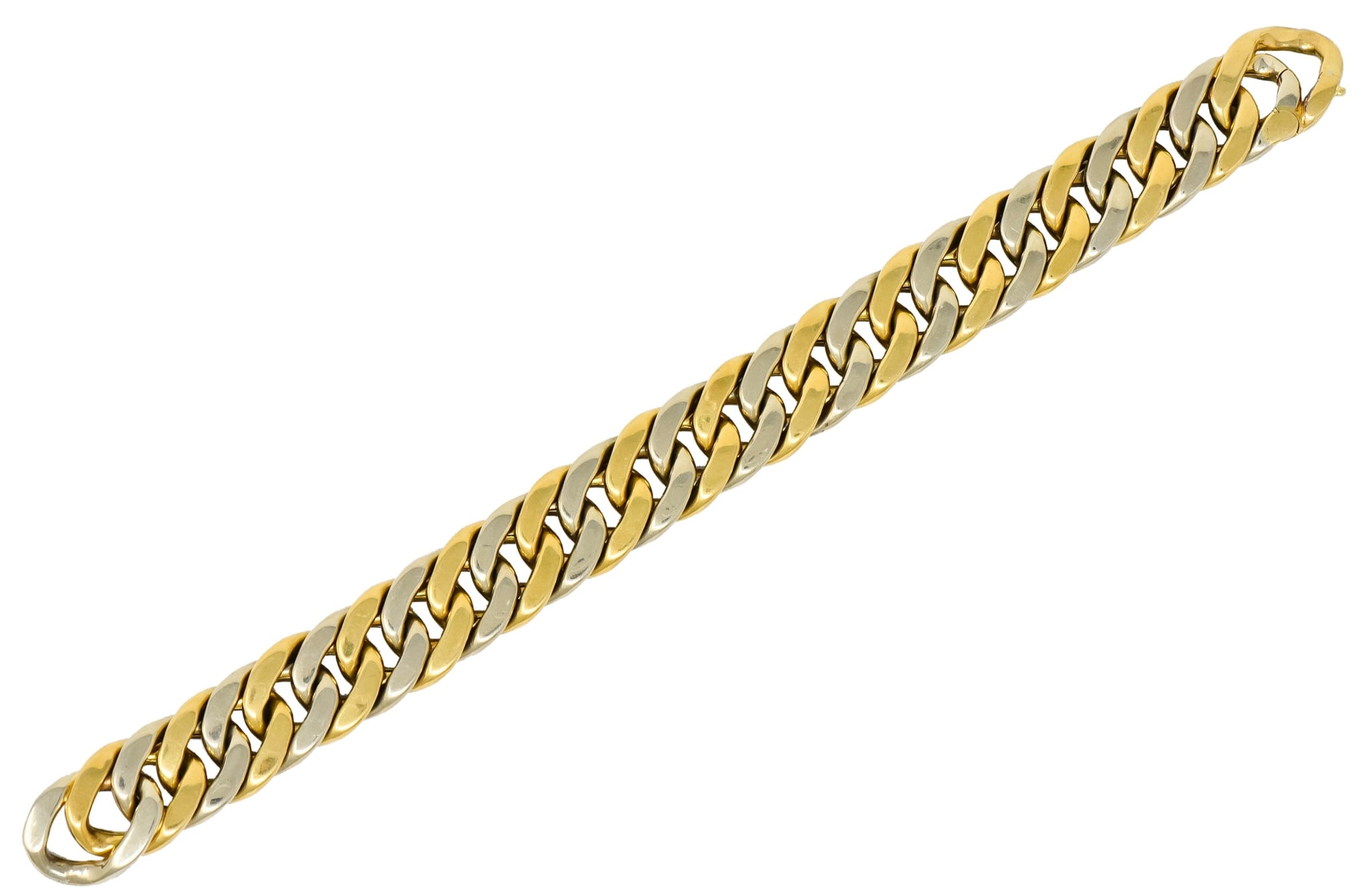 Carlo Weingrill Italian 18 Karat Two-Tone Gold Curb Link Unisex Bracelet - Wilson's Estate Jewelry