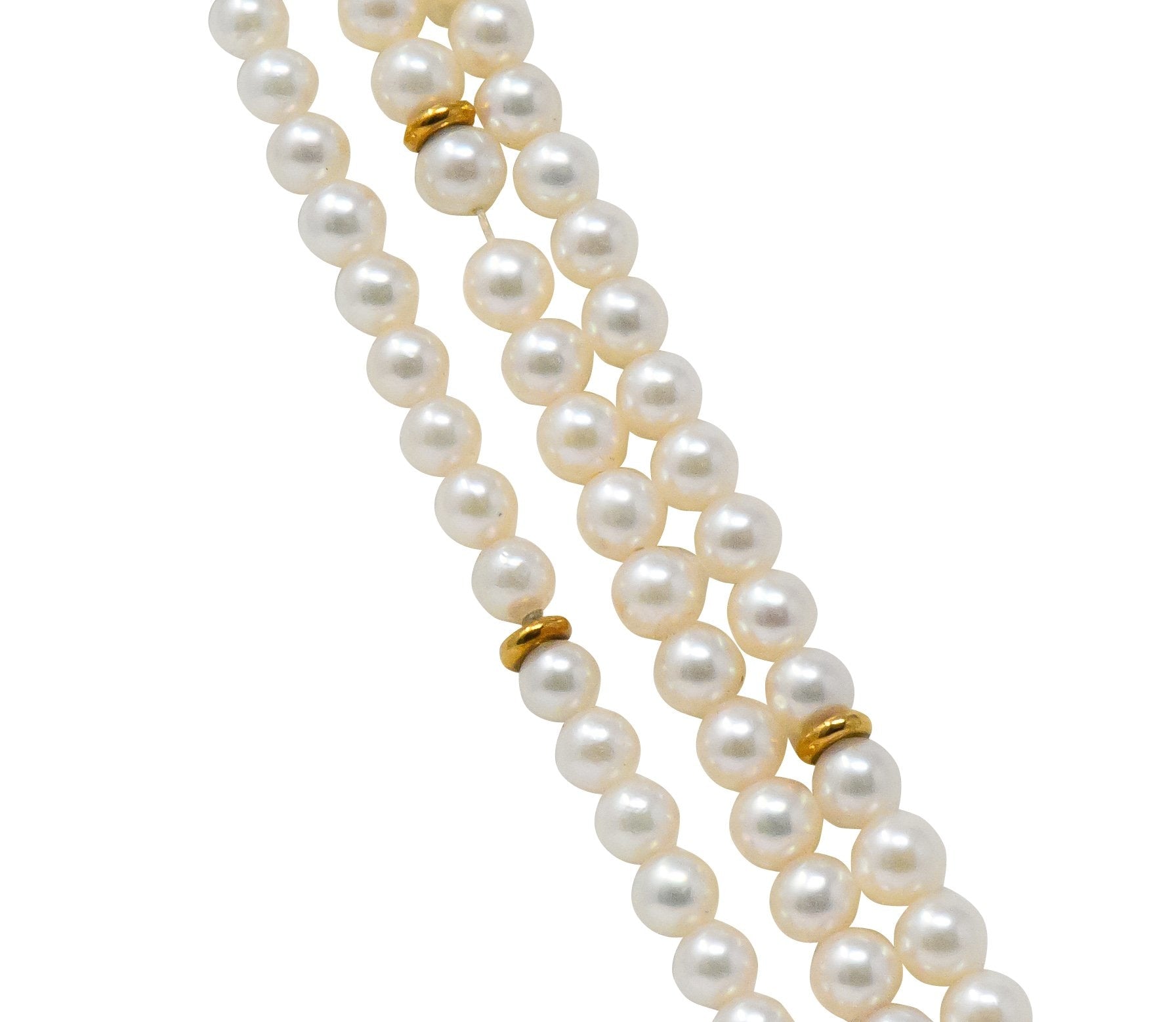 Carrera y Carrera 0.30 CTW Diamond Pearl 18 Karat Gold Las Manos Multi-Strand Necklace - Wilson's Estate Jewelry