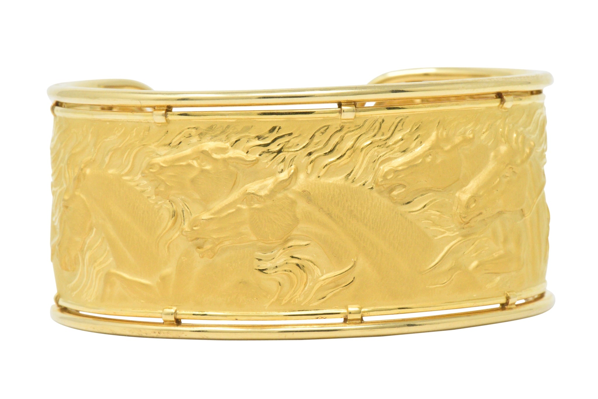 Carrera Y Carrera 18 Karat Gold Ecuestre Horse Cuff Bracelet Wilson's Estate Jewelry