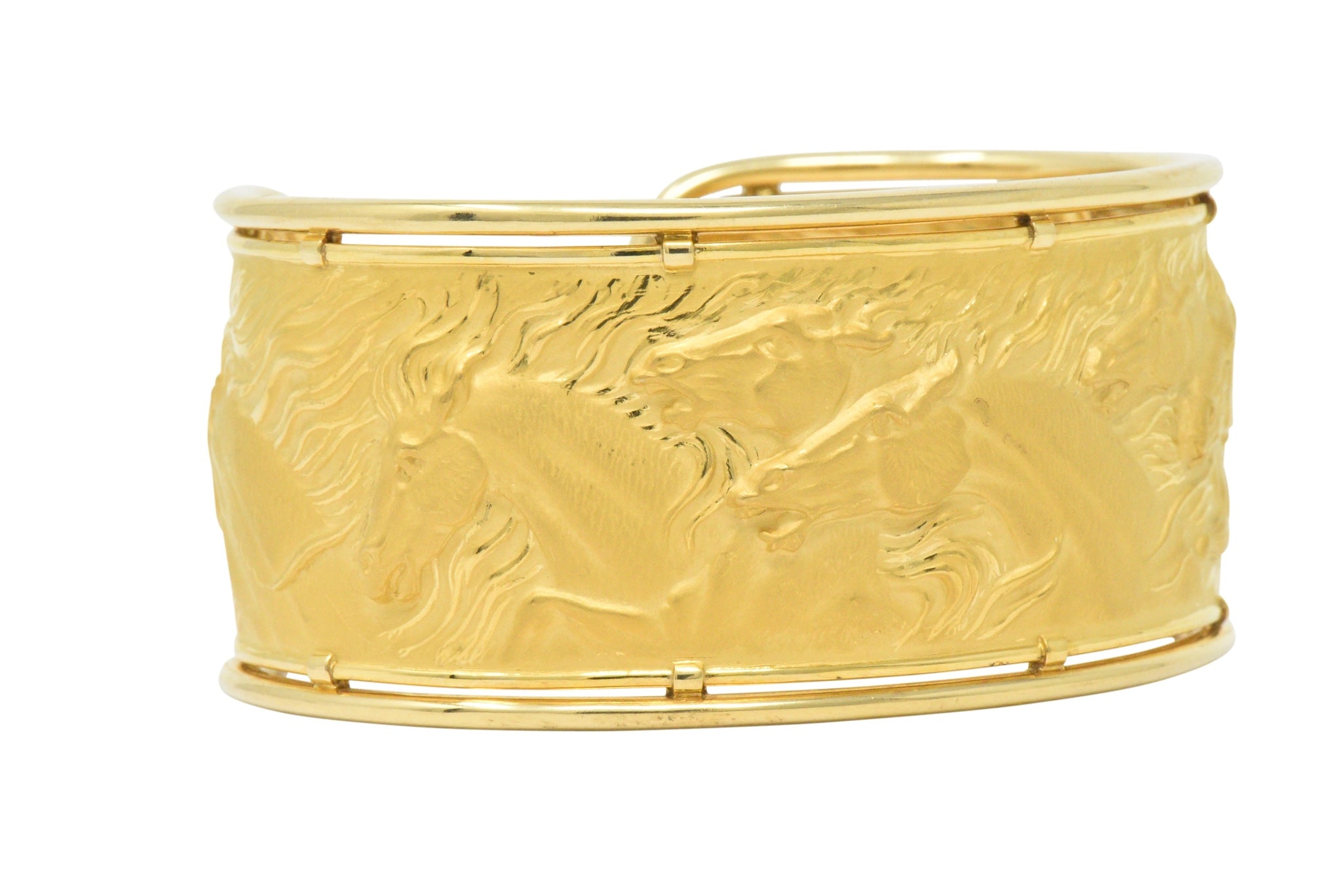 Carrera Y Carrera 18 Karat Gold Ecuestre Horse Cuff Bracelet Wilson's Estate Jewelry