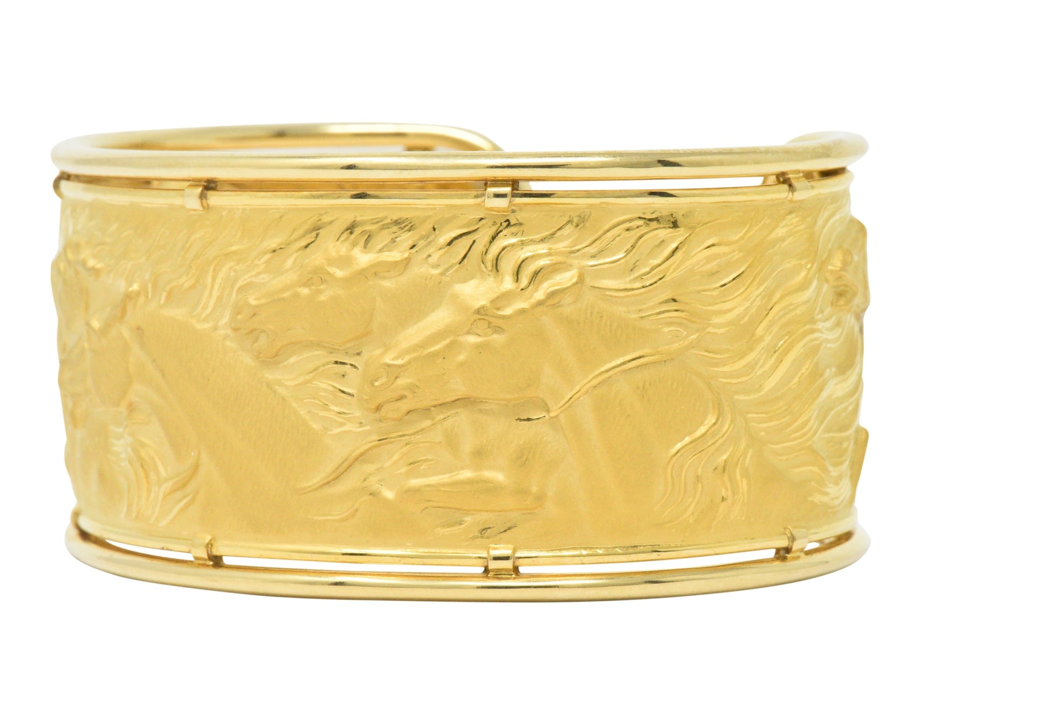 Carrera Y Carrera 18 Karat Gold Ecuestre Horse Cuff Bracelet Wilson's Estate Jewelry