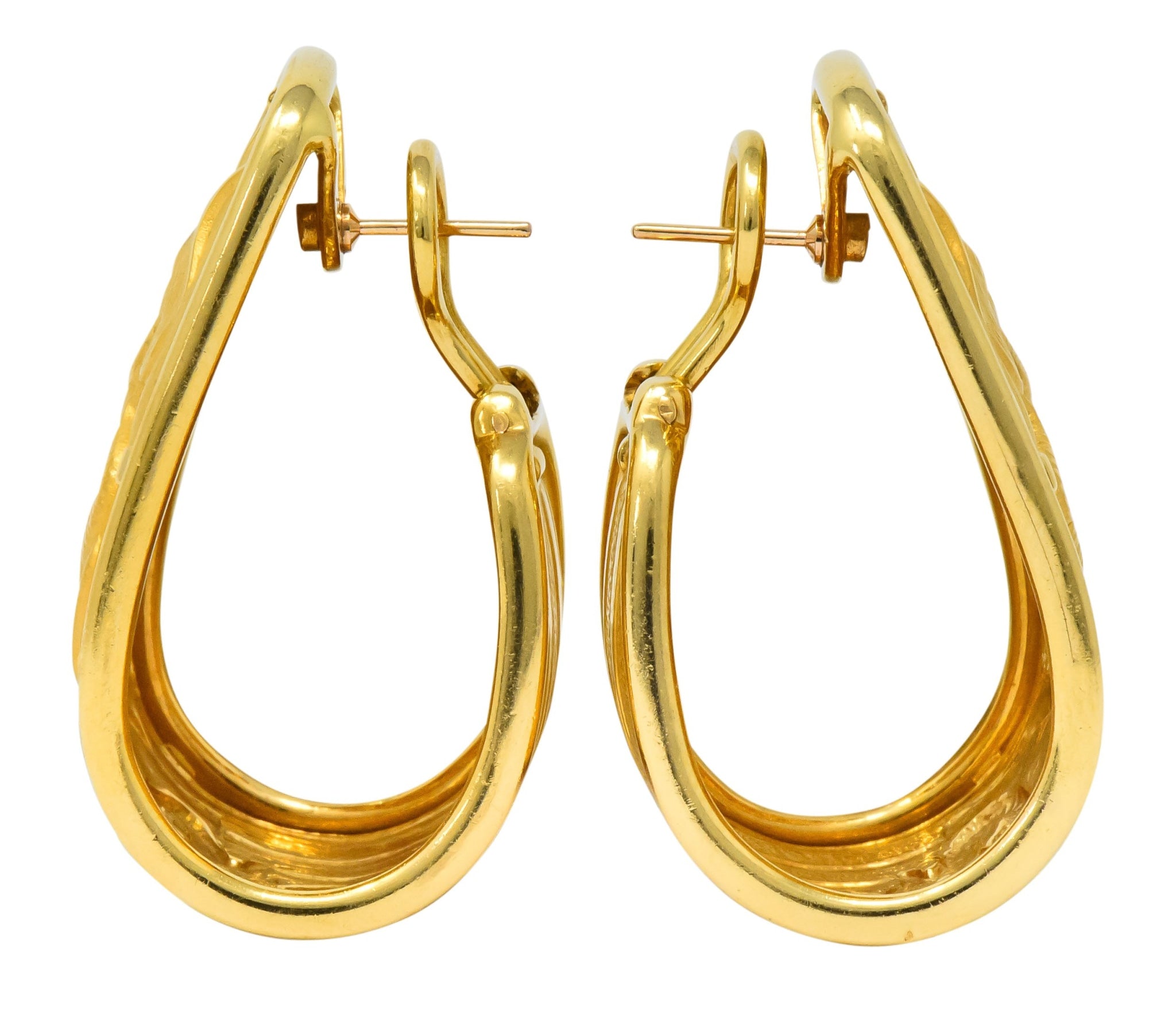 Carrera Y Carrera 18 Karat Gold Large Elephant J Hoop Earrings - Wilson's Estate Jewelry