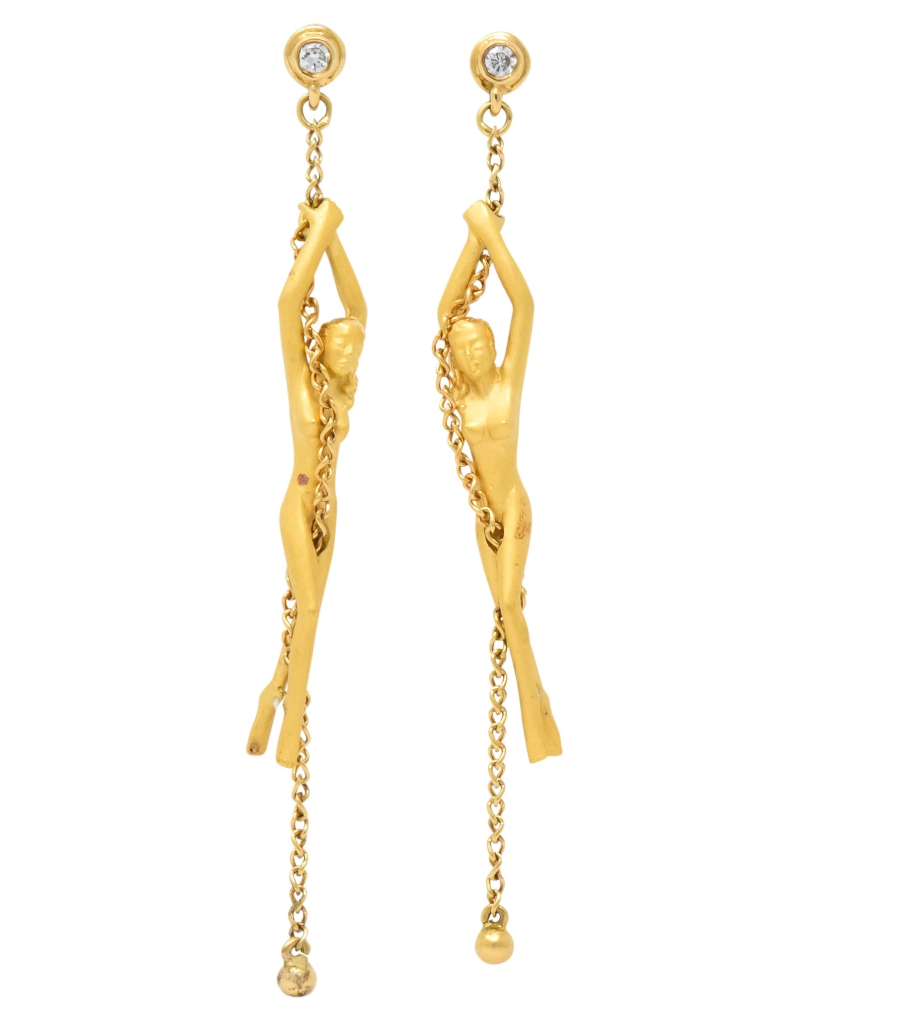 Carrera y Carrera Diamond 18 Karat Gold Chain Women Drop Earrings - Wilson's Estate Jewelry