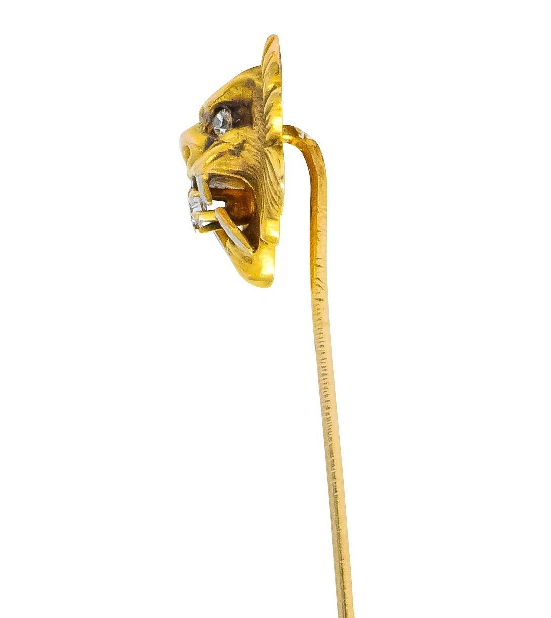 Carter Gough & Co. Edwardian Diamond 14 Karat Two-Tone Gold Tiger Stickpin - Wilson's Estate Jewelry