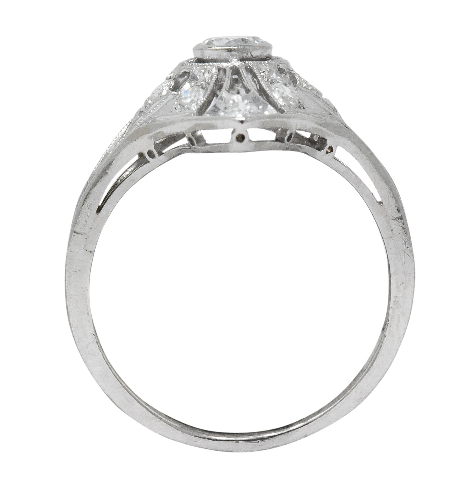 Carter & Gough Edwardian 0.50 CTW Diamond Platinum Navette Ring - Wilson's Estate Jewelry