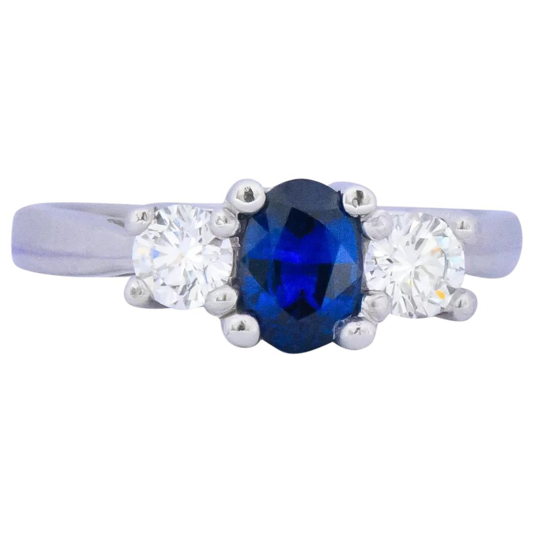 Cartier 1.15 CTW Sapphire Diamond Platinum Ring Wilson's Estate Jewelry