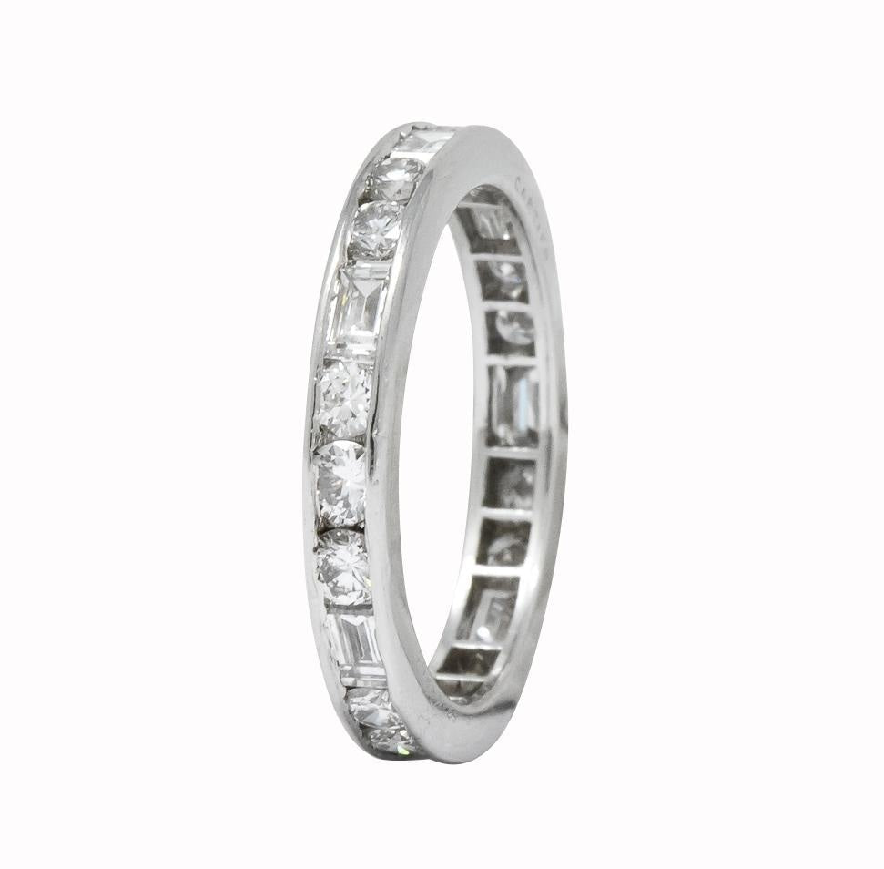 Cartier 1.75 CTW Round Brilliant Baguette Diamond Platinum Eternity Band Ring - Wilson's Estate Jewelry