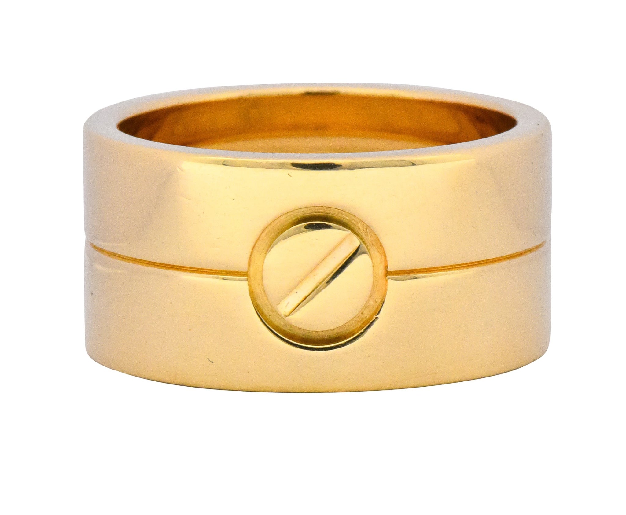 Cartier 18 Karat Gold Wide Love Unisex Band Ring - Wilson's Estate Jewelry