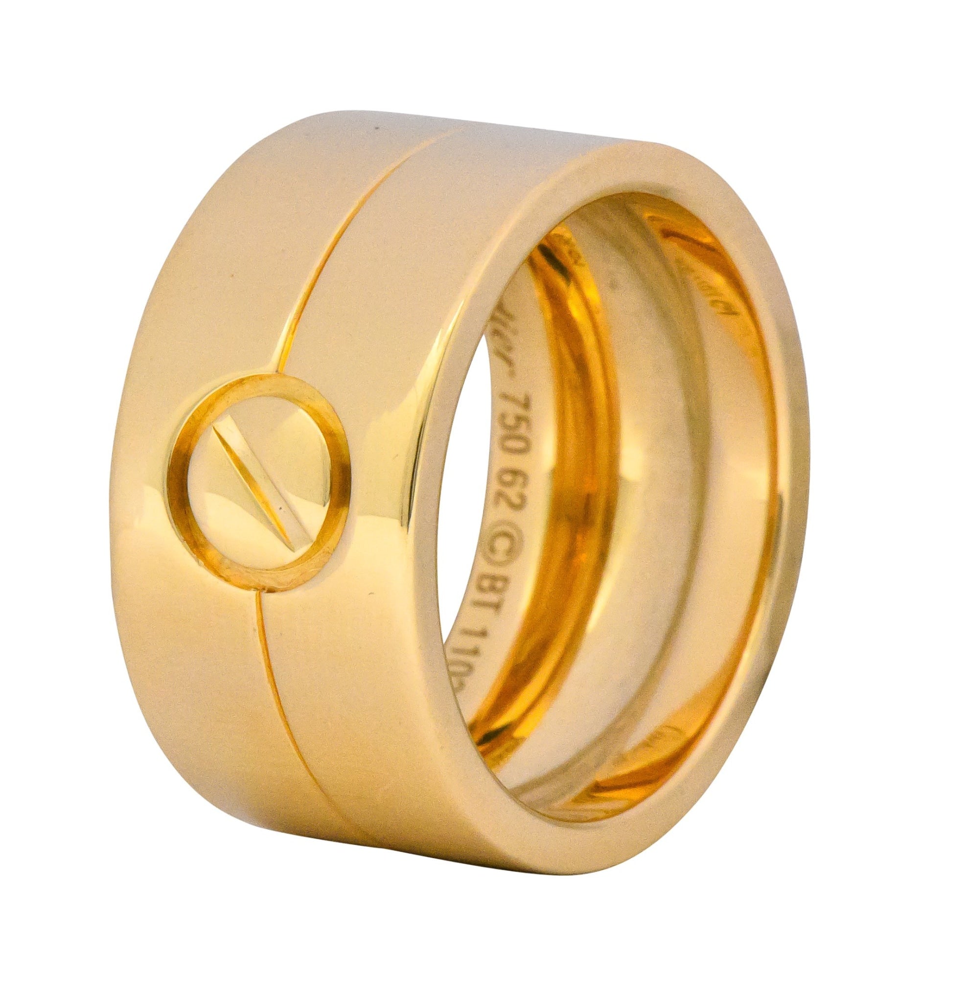 Cartier 18 Karat Gold Wide Love Unisex Band Ring - Wilson's Estate Jewelry