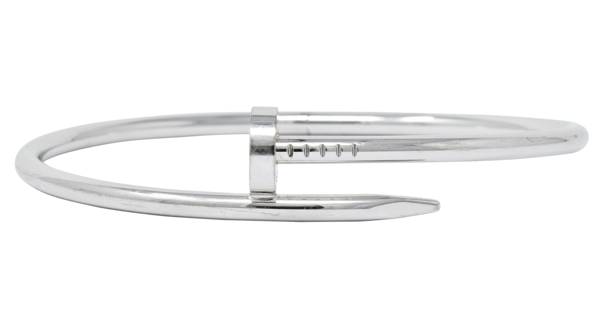 Cartier 18 Karat White Gold Juste Un Clou Twisted Nail Bangle Bracelet - Wilson's Estate Jewelry