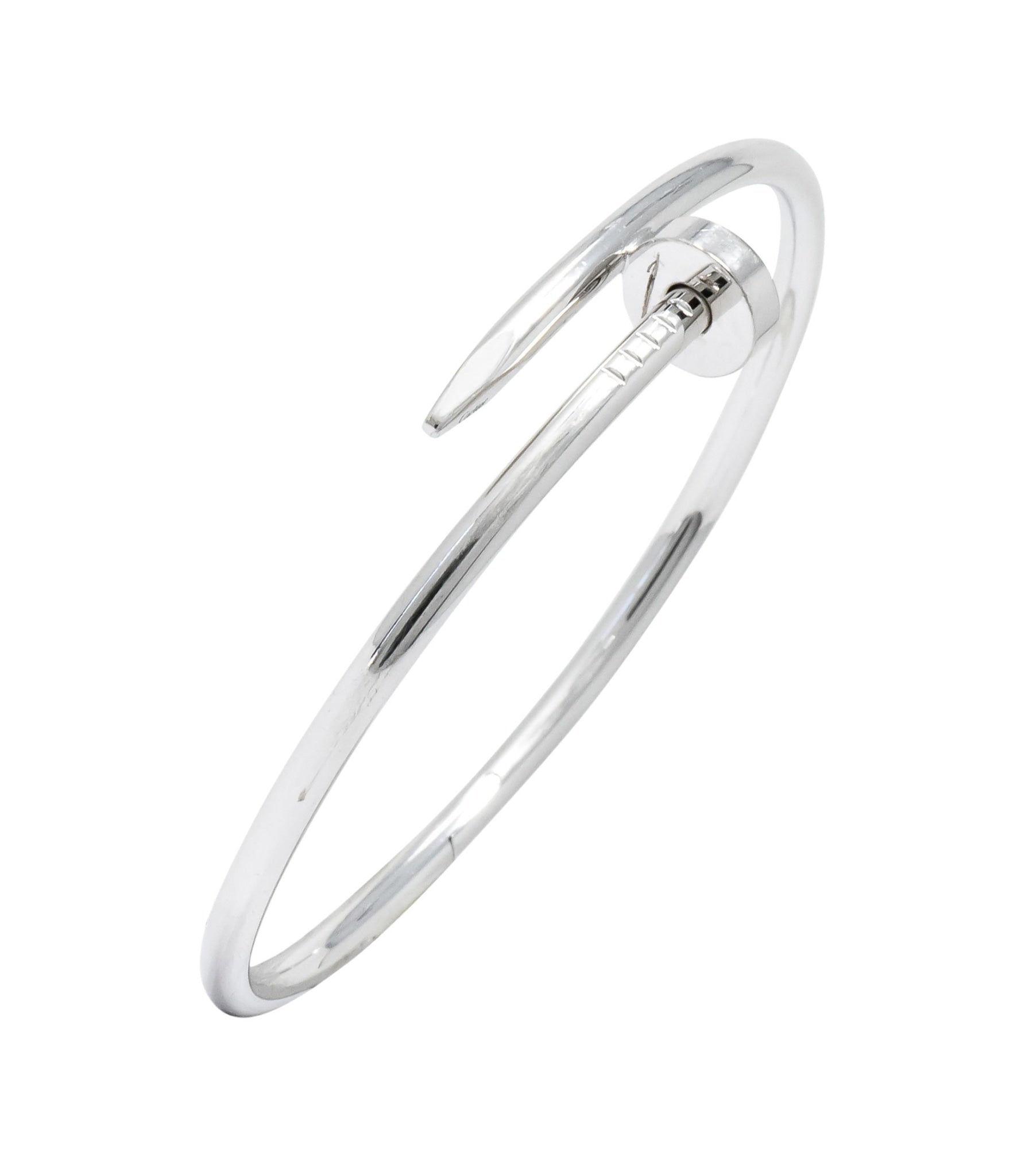 Cartier 18 Karat White Gold Juste Un Clou Twisted Nail Bangle Bracelet