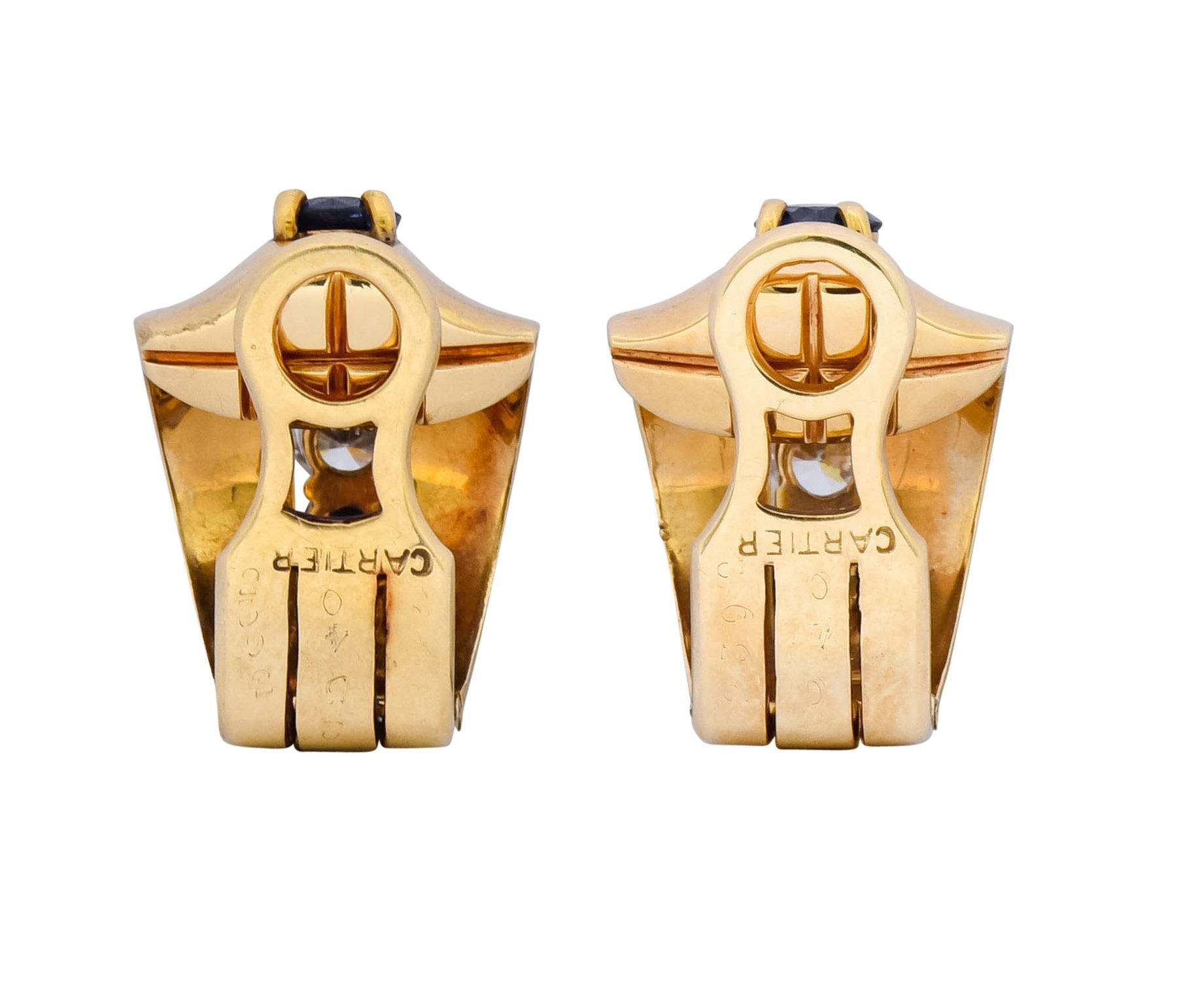 Cartier 2.00 CTW Diamond Sapphire 14 Karat Gold Huggie Ear-Clip Earrings - Wilson's Estate Jewelry