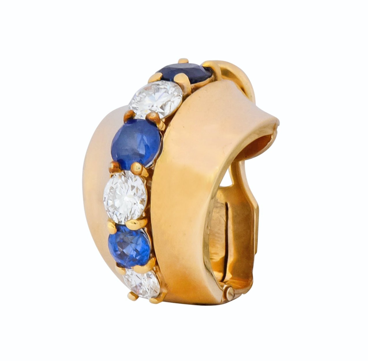 Cartier 2.00 CTW Diamond Sapphire 14 Karat Gold Huggie Ear-Clip Earrings - Wilson's Estate Jewelry