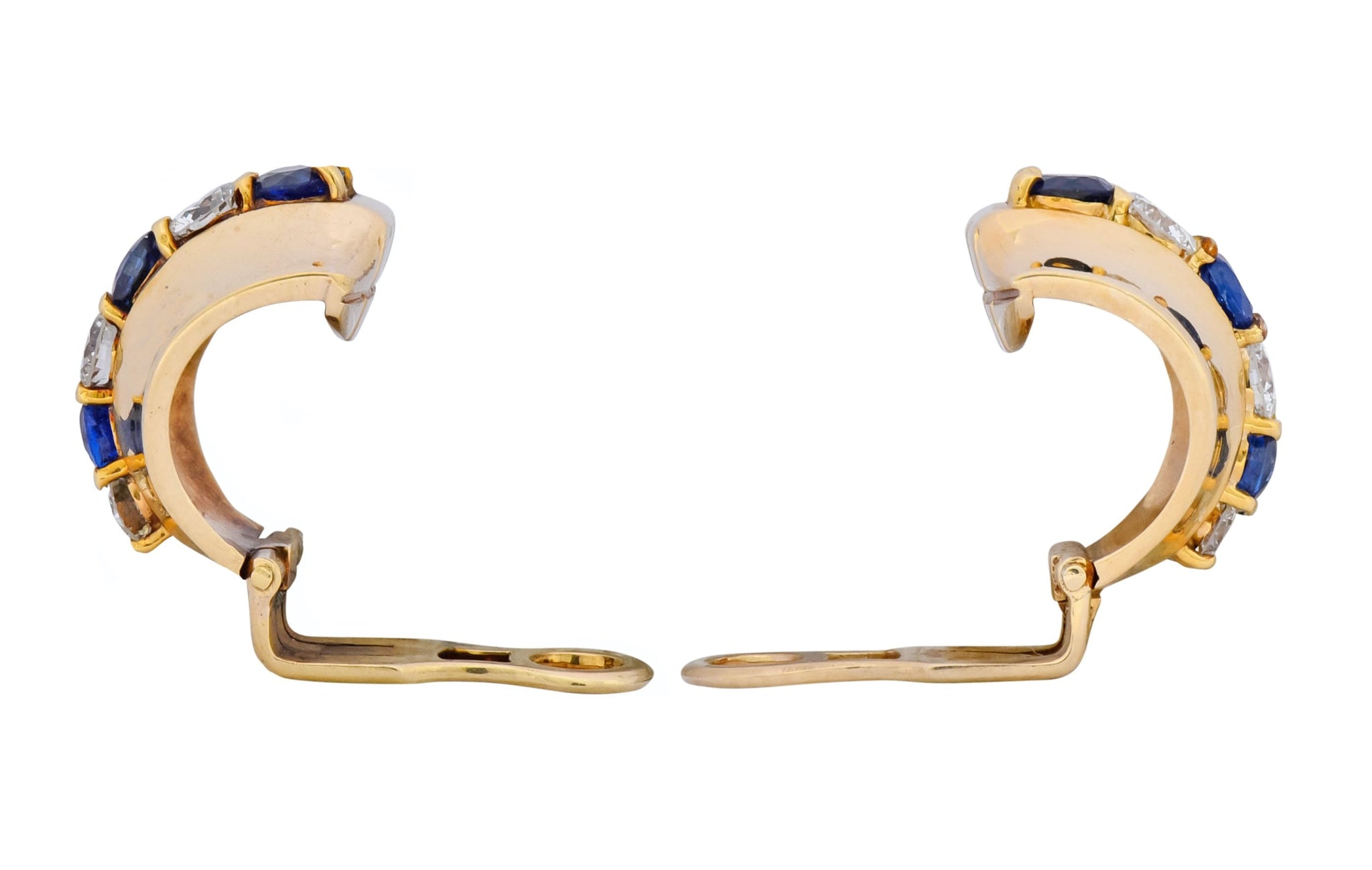 Cartier 2.00 CTW Diamond Sapphire 14 Karat Gold Huggie Ear-Clip Earrings - Wilson's Estate Jewelry