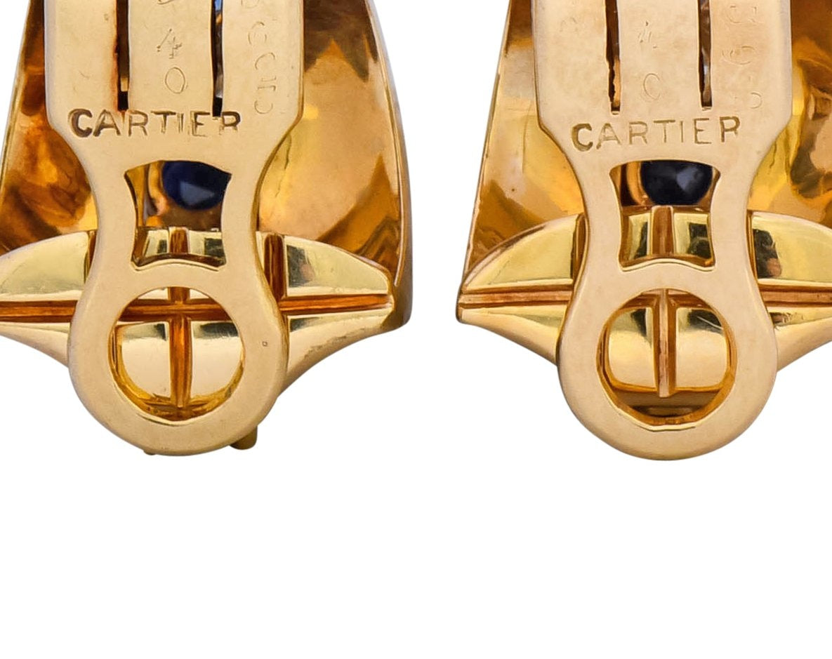 Cartier 2.00 CTW Diamond Sapphire 14 Karat Gold Huggie Ear-Clip Earrings - Wilson's Estate Jewelry