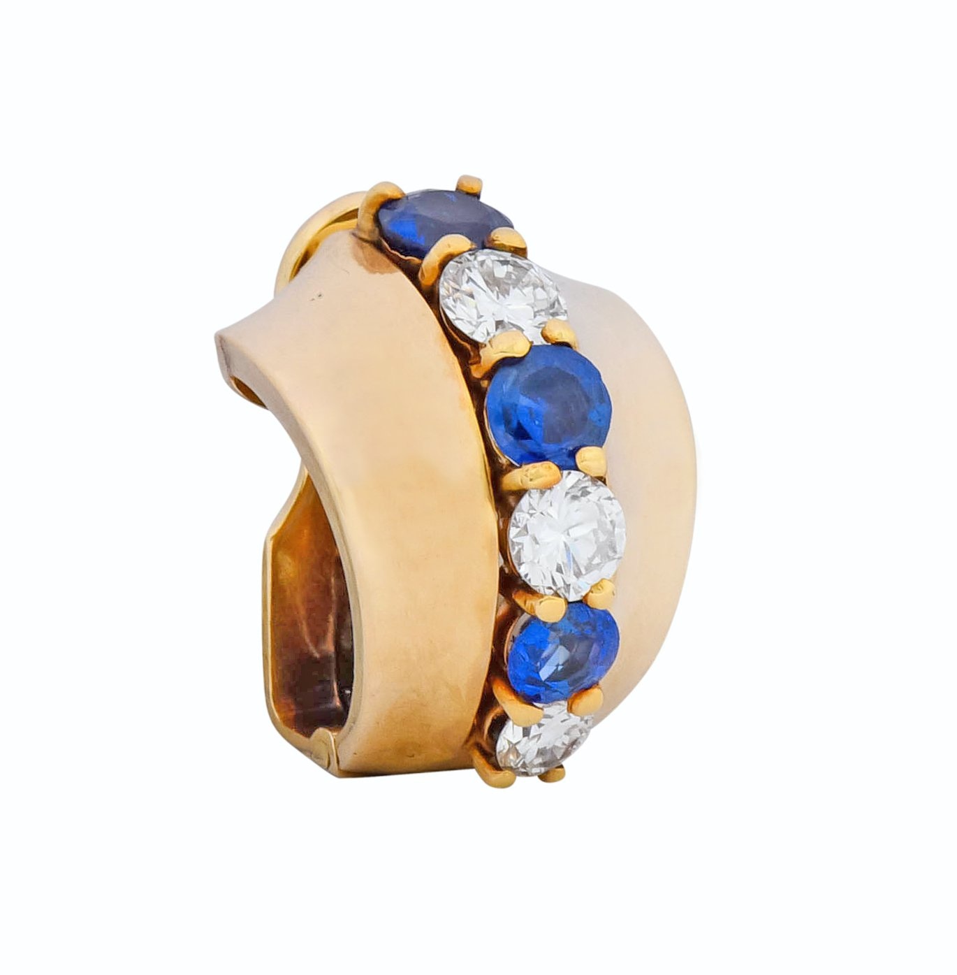 Cartier 2.00 CTW Diamond Sapphire 14 Karat Gold Huggie Ear-Clip Earrings - Wilson's Estate Jewelry