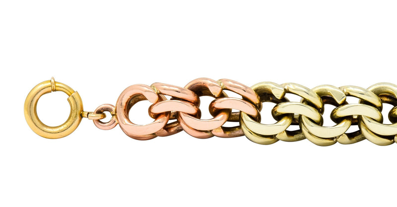 Cartier Retro 14 Karat Tri-Colored Gold Charm Bracelet - Wilson's Estate Jewelry