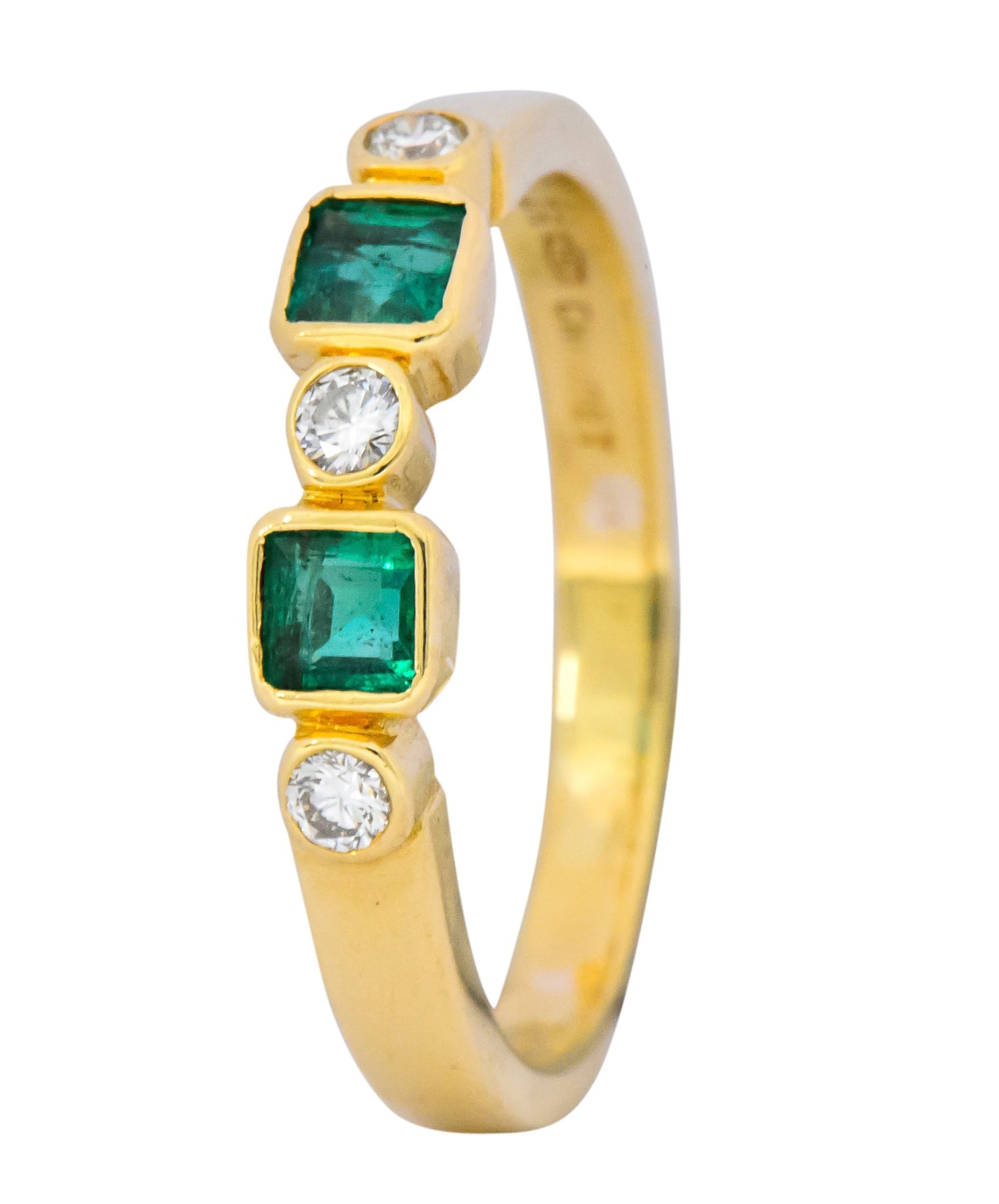 Chaumet Paris Emerald Diamond 18 Karat Gold Stacking Ring - Wilson's Estate Jewelry