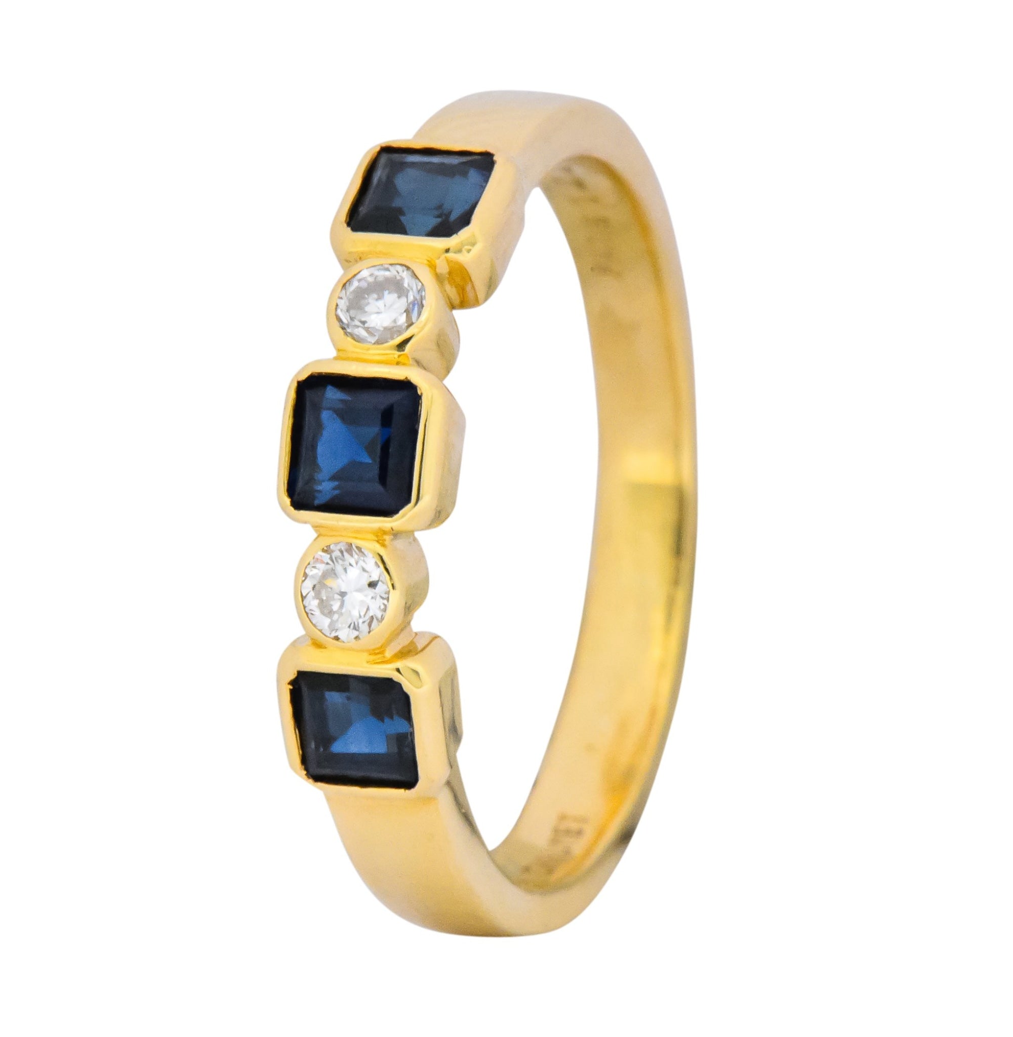 Chaumet Paris Sapphire Diamond 18 Karat Gold Stacking Ring - Wilson's Estate Jewelry