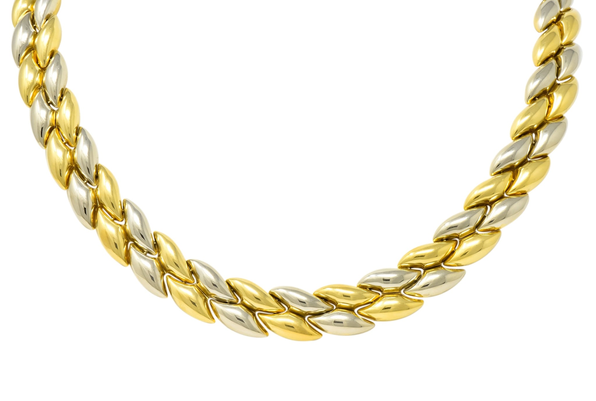 Chimento 18 Karat Two-Tone Gold Italian Puffed Reversible Collar Necklace - Wilson's Estate Jewelry