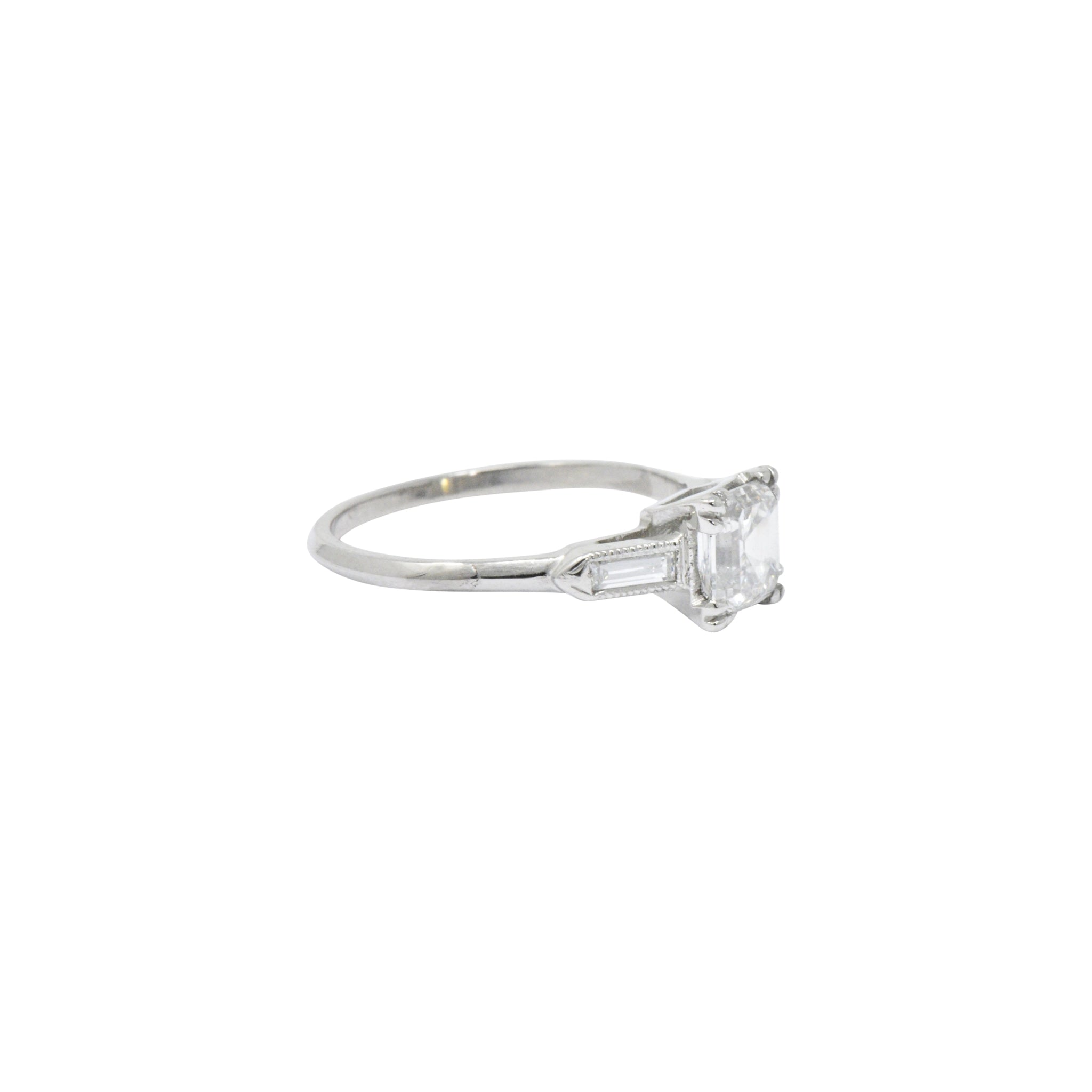 Classy 1.07 CTW Asscher Cut Diamond & Platinum Engagement Ring GIA Wilson's Estate Jewelry