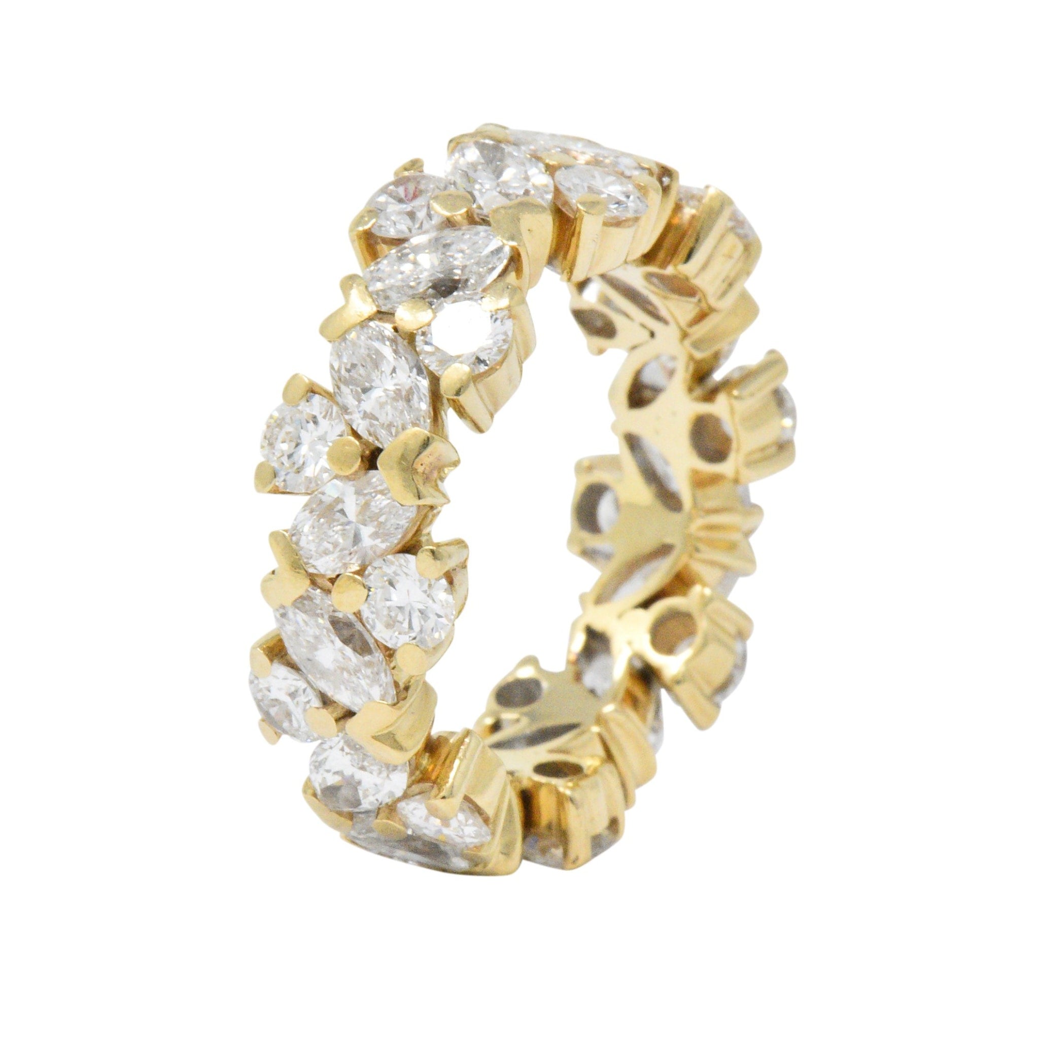 Contemporary 3.65 CTW Diamond 14 Karat Gold Eternity Foliate Band Ring Wilson's Estate Jewelry