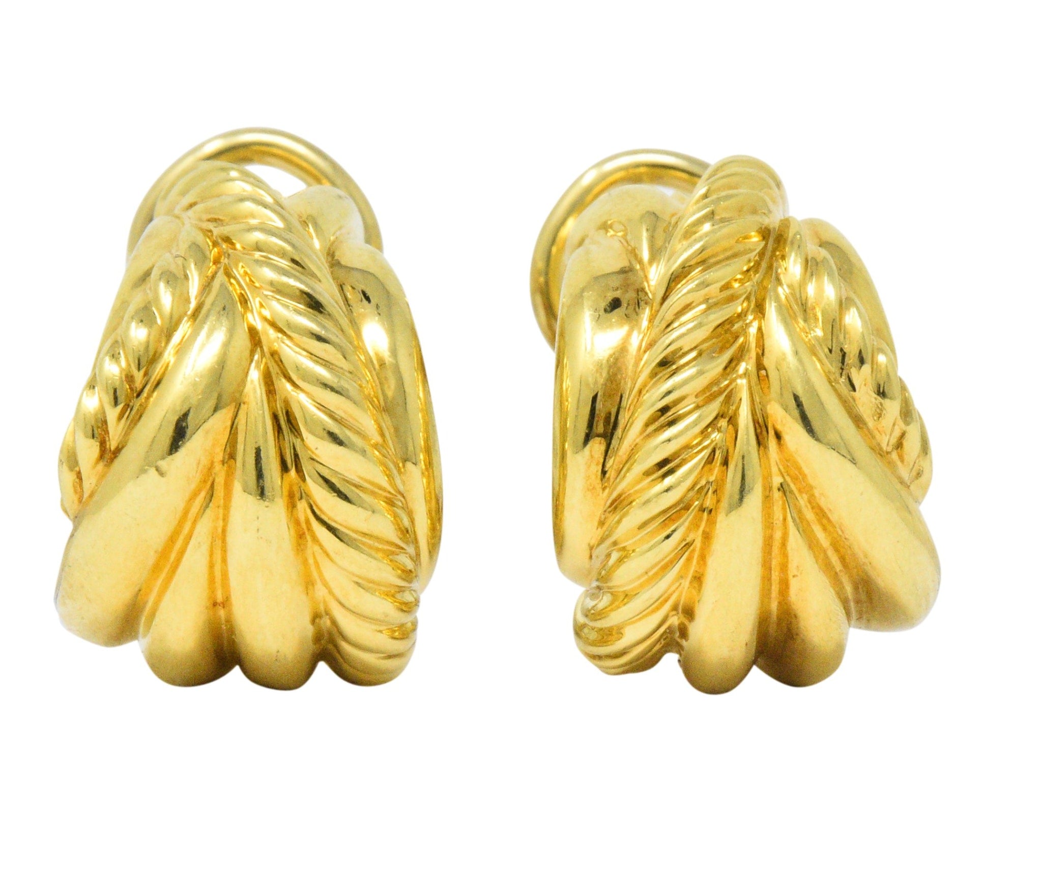 David Yurman 18 Karat Gold Shrimp Earrings Wilson's Estate Jewelry