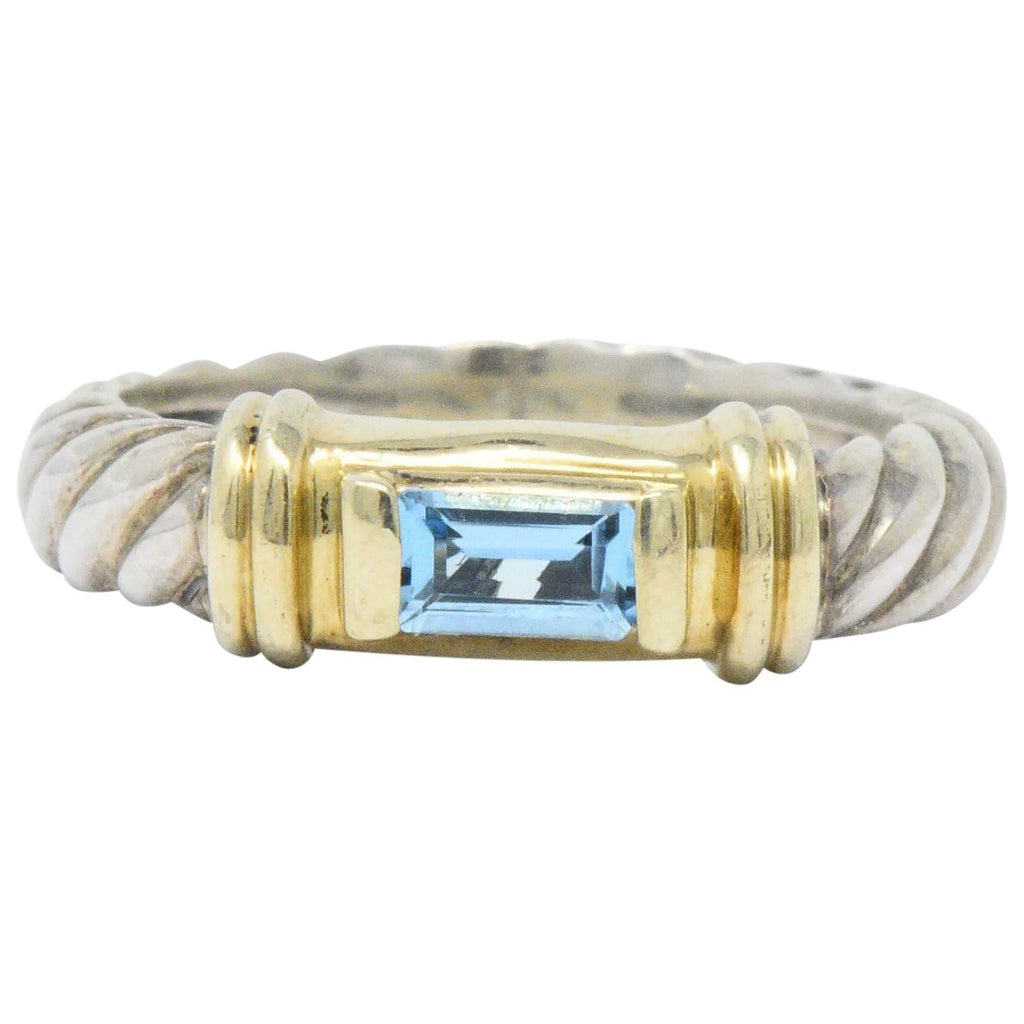 David Yurman Petite Albion Ring with Blue Topaz and Diamonds, size 7 | Lee  Michaels Fine Jewelry stores