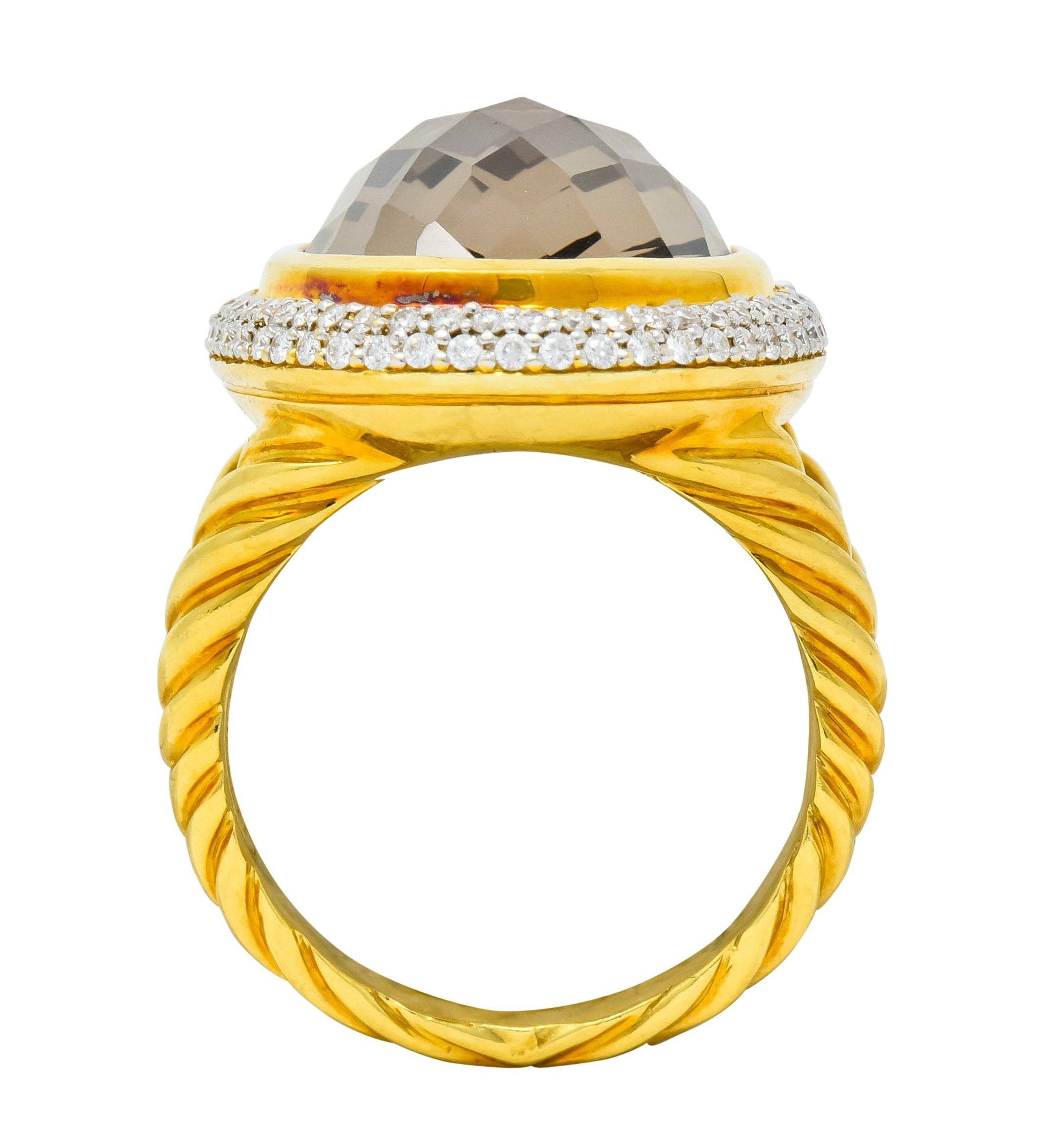 David Yurman Champagne Topaz Diamond 18 Karat Gold Statement Ring - Wilson's Estate Jewelry