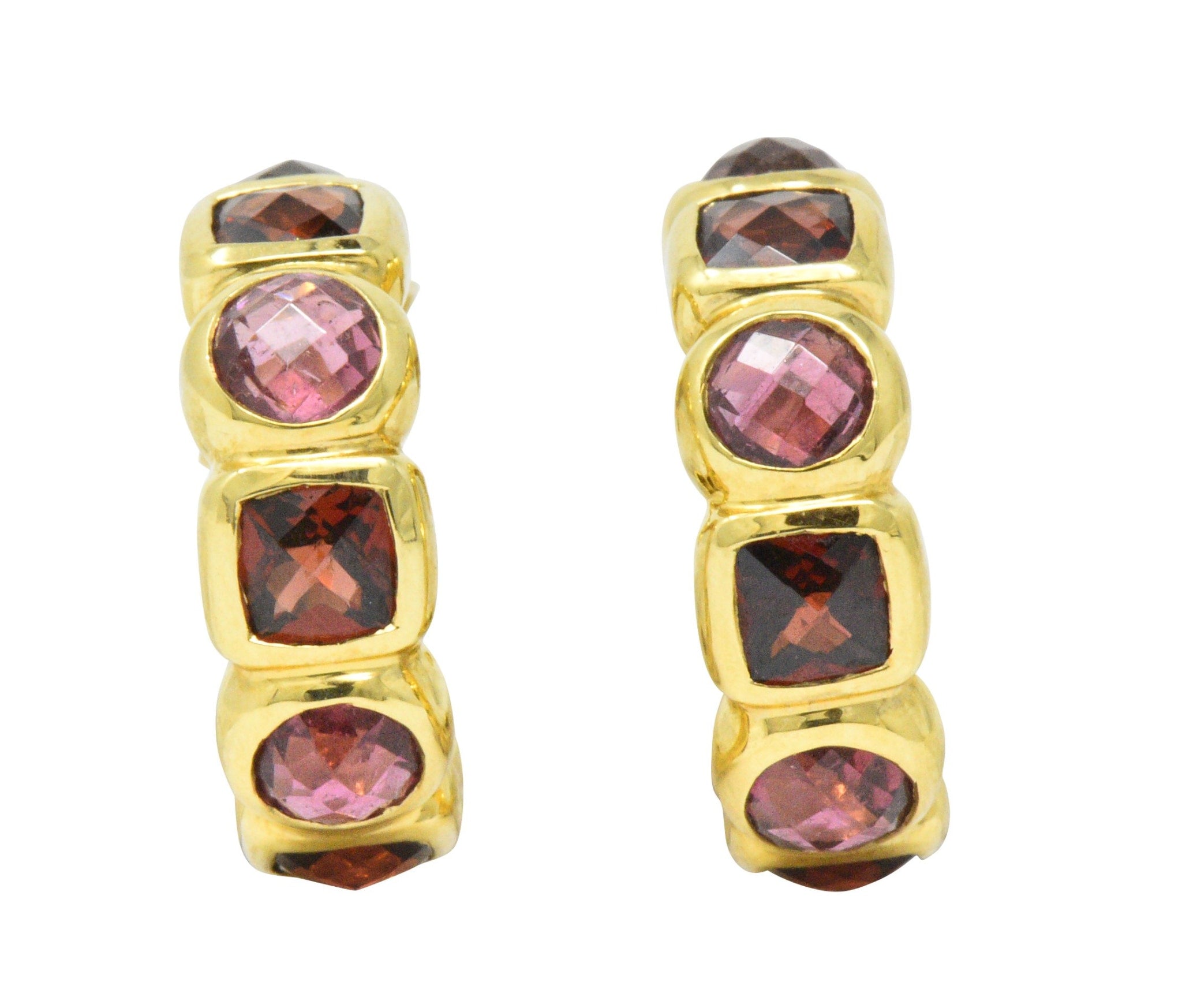 David Yurman Garnet Tourmaline 18 Karat Gold Earrings Wilson's Estate Jewelry