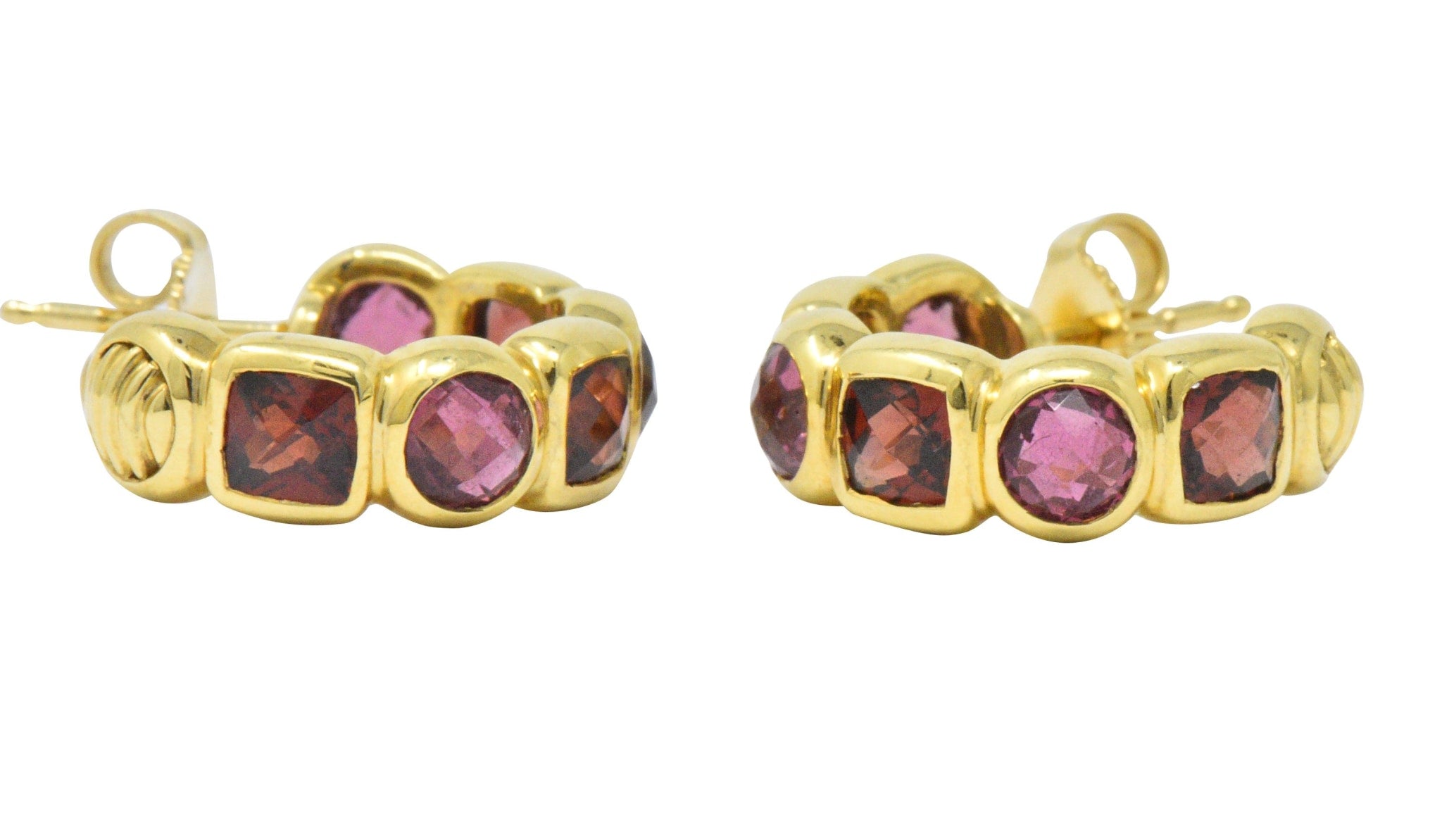 David Yurman Garnet Tourmaline 18 Karat Gold Earrings Wilson's Estate Jewelry