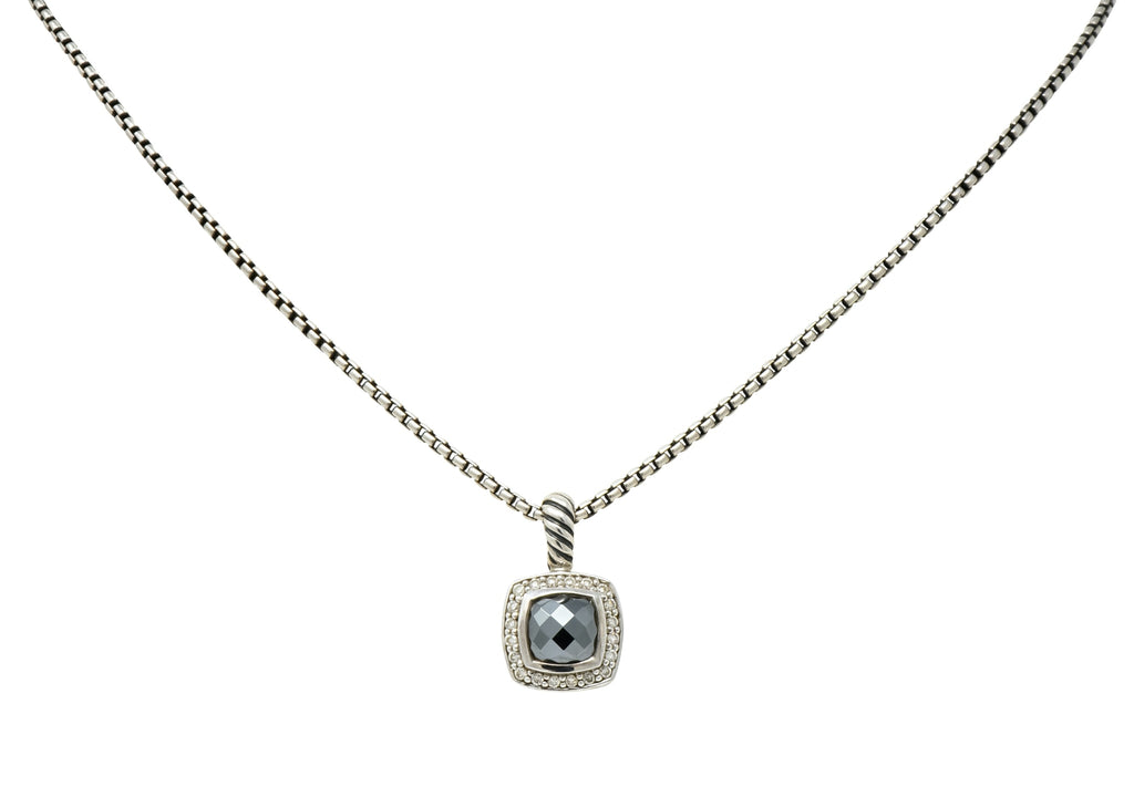 David Yurman Hematite Diamond Sterling Silver Petite Albion Pendant Necklace