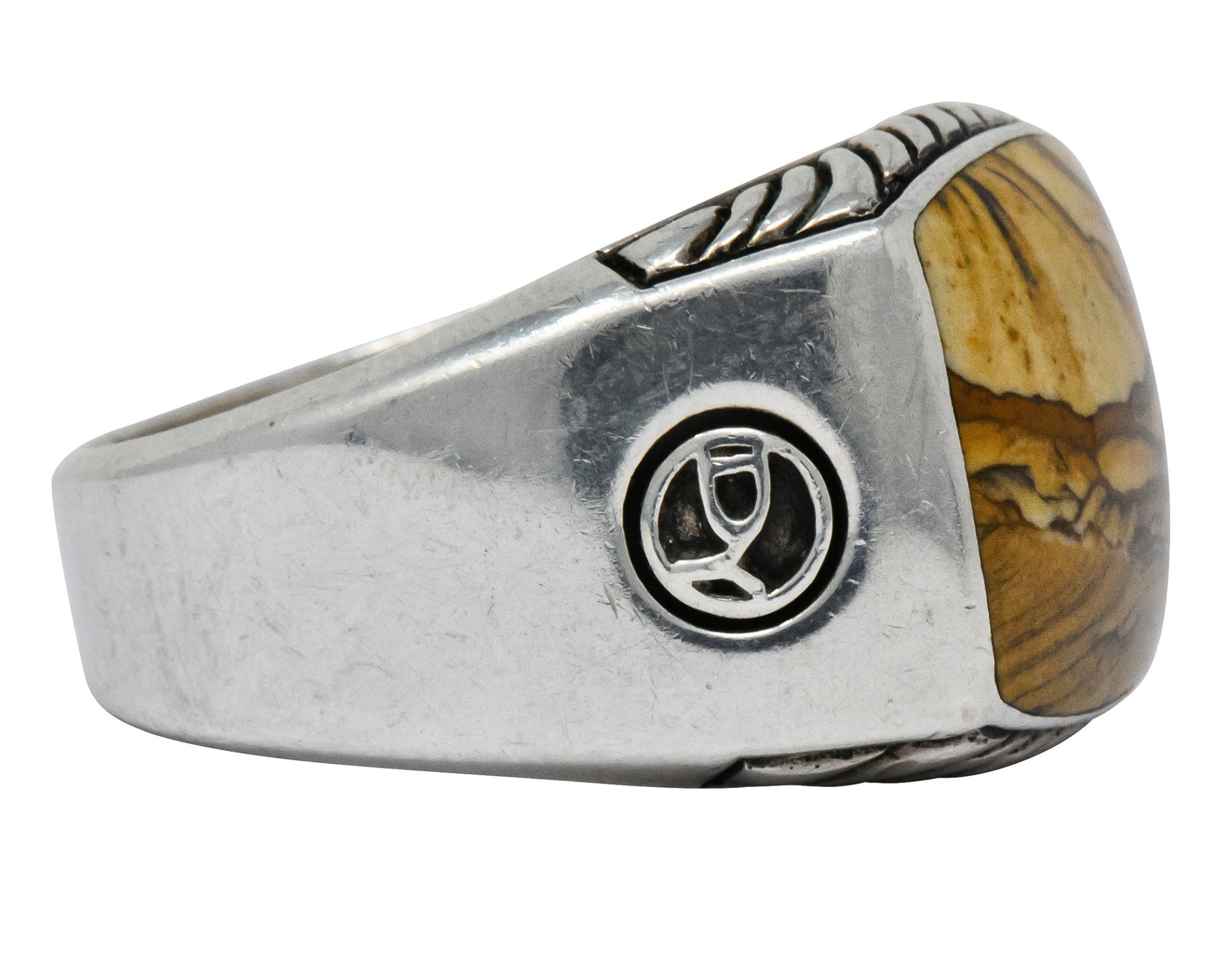 David Yurman Jasper Sterling Silver Men's Exotic Stone Ring - Wilson's Estate Jewelry