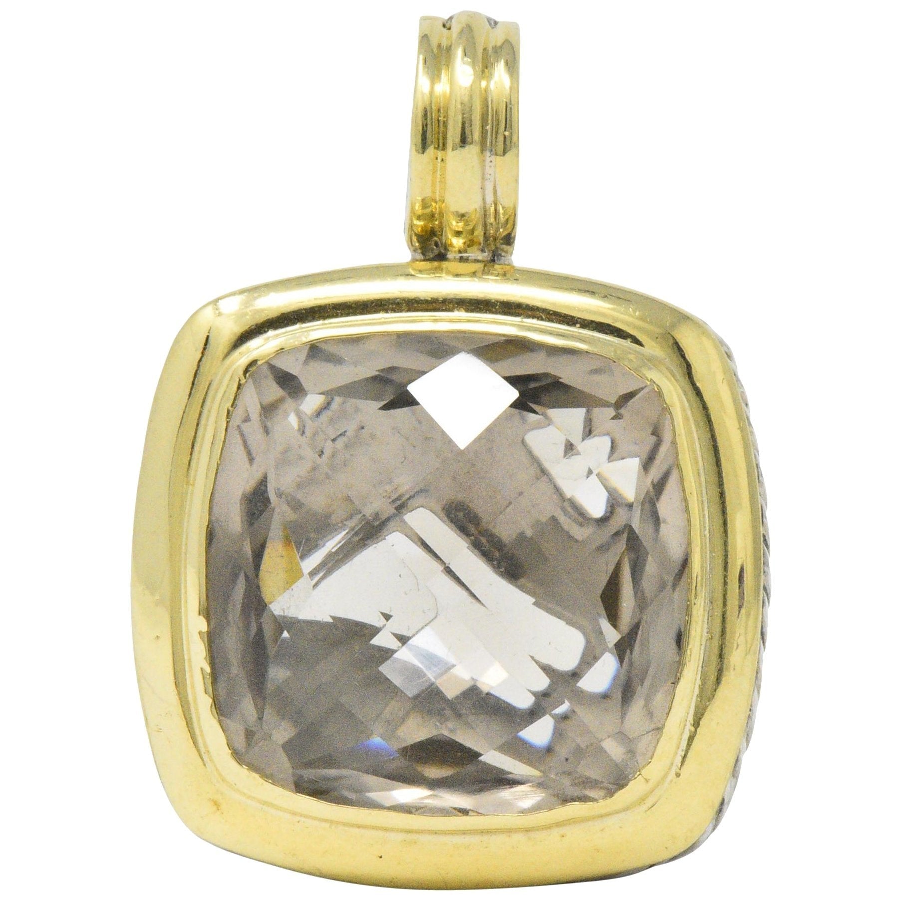 David Yurman Smoky Quartz Sterling Silver 18 Karat Gold Pendant Wilson's Estate Jewelry