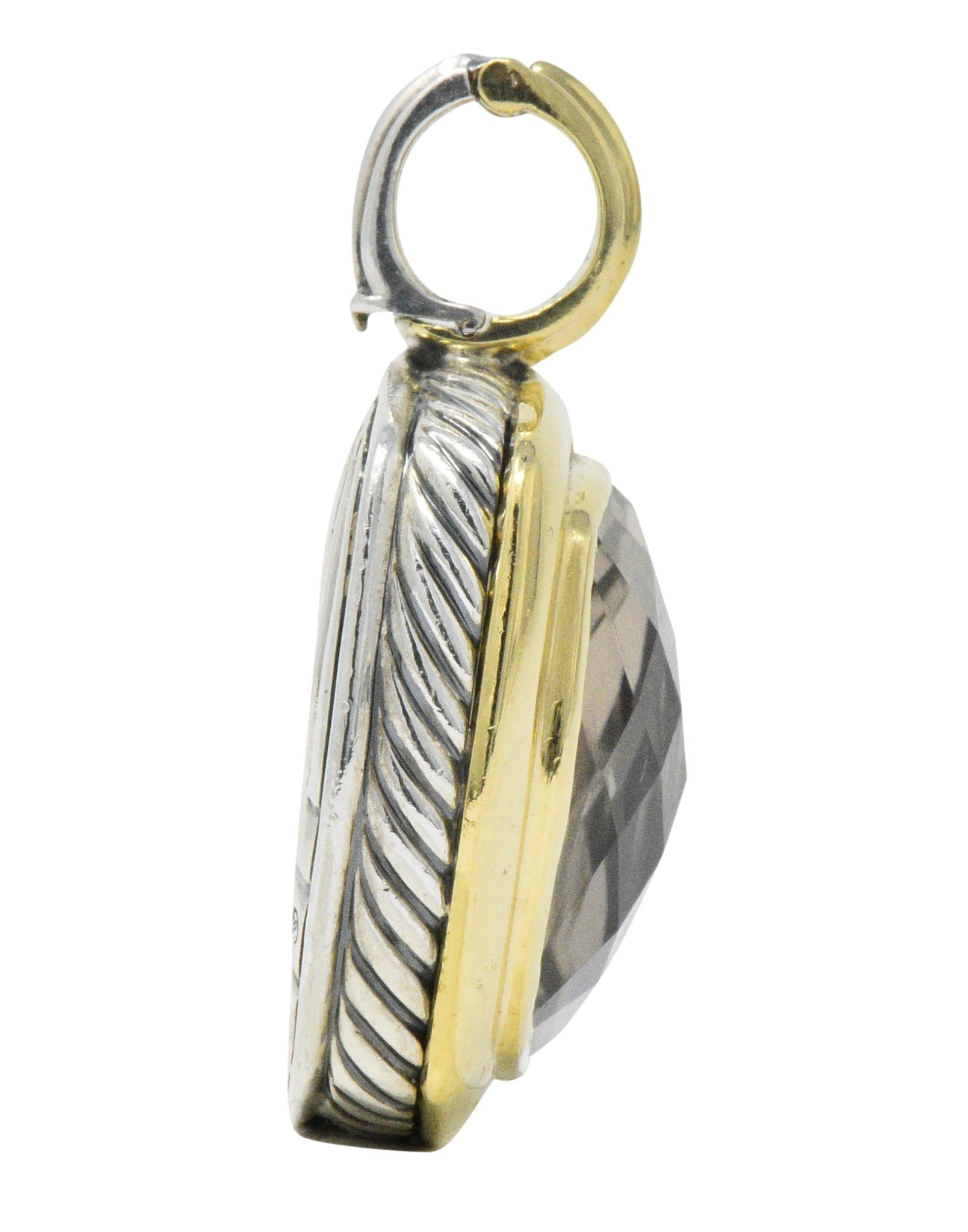 David Yurman Smoky Quartz Sterling Silver 18 Karat Gold Pendant Wilson's Estate Jewelry