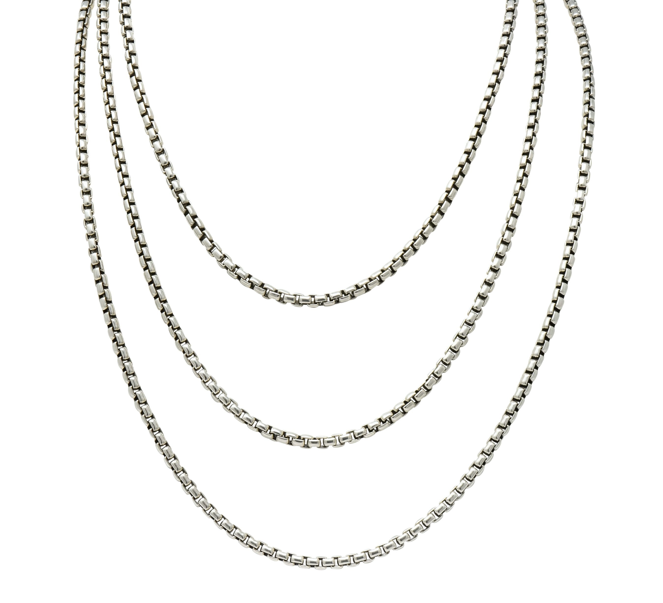 David Yurman Sterling Silver 60 Inch Box Chain Necklace - Wilson's Estate Jewelry