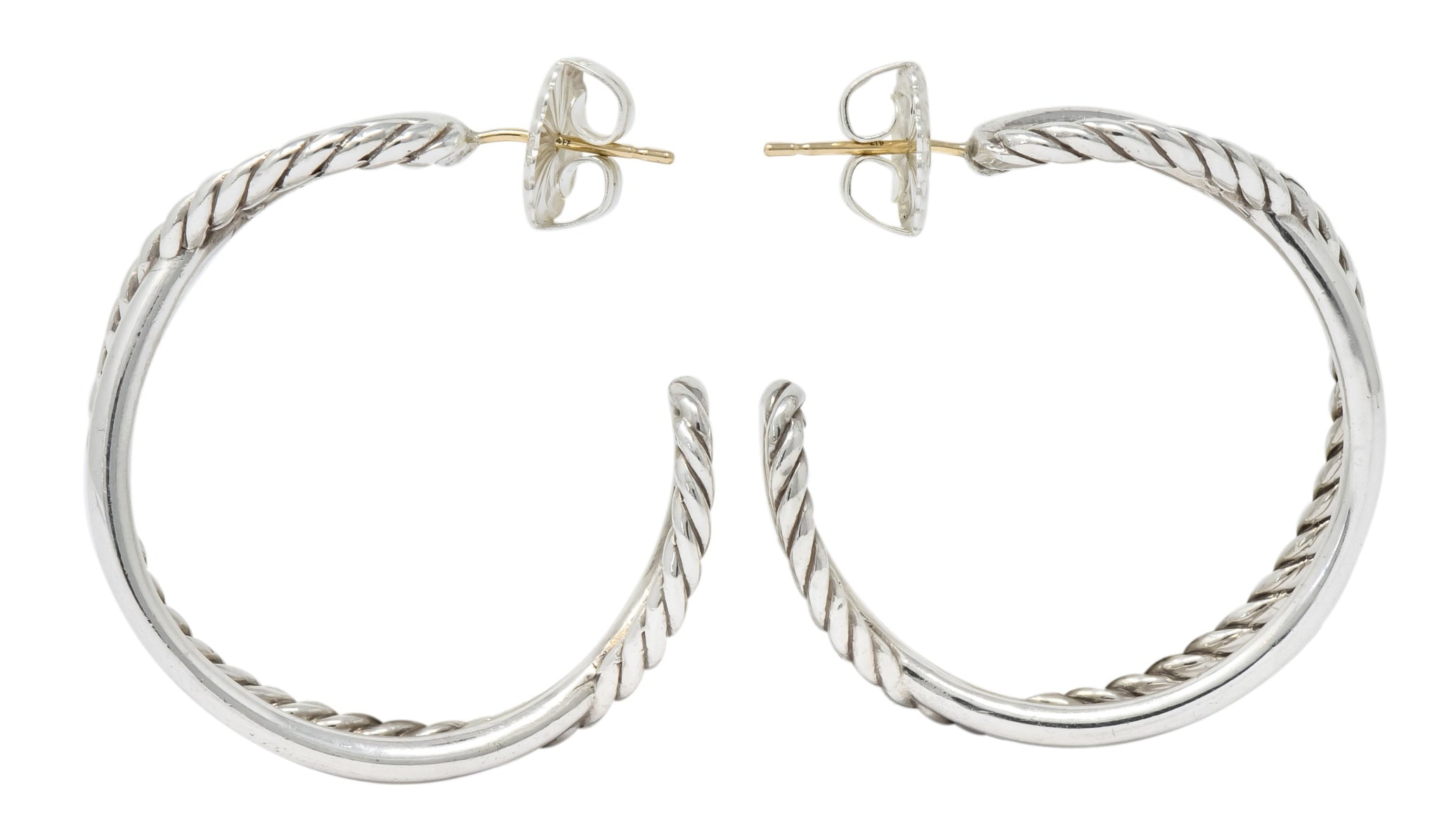 David Yurman Sterling Silver Twisted Cable Hoop Earrings - Wilson's Estate Jewelry