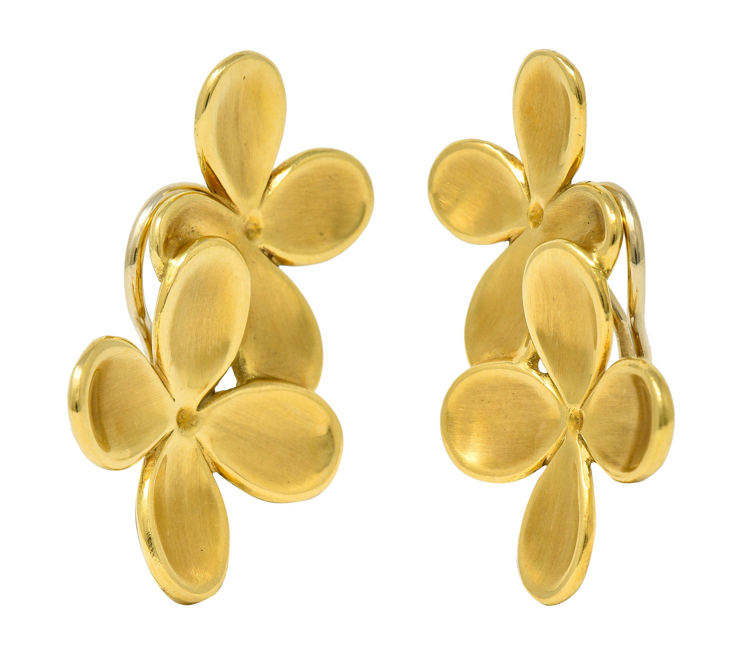 1987 Angela Cummings Vintage 18 Karat Gold Floral Ear-Clip EarringsEarrings - Wilson's Estate Jewelry