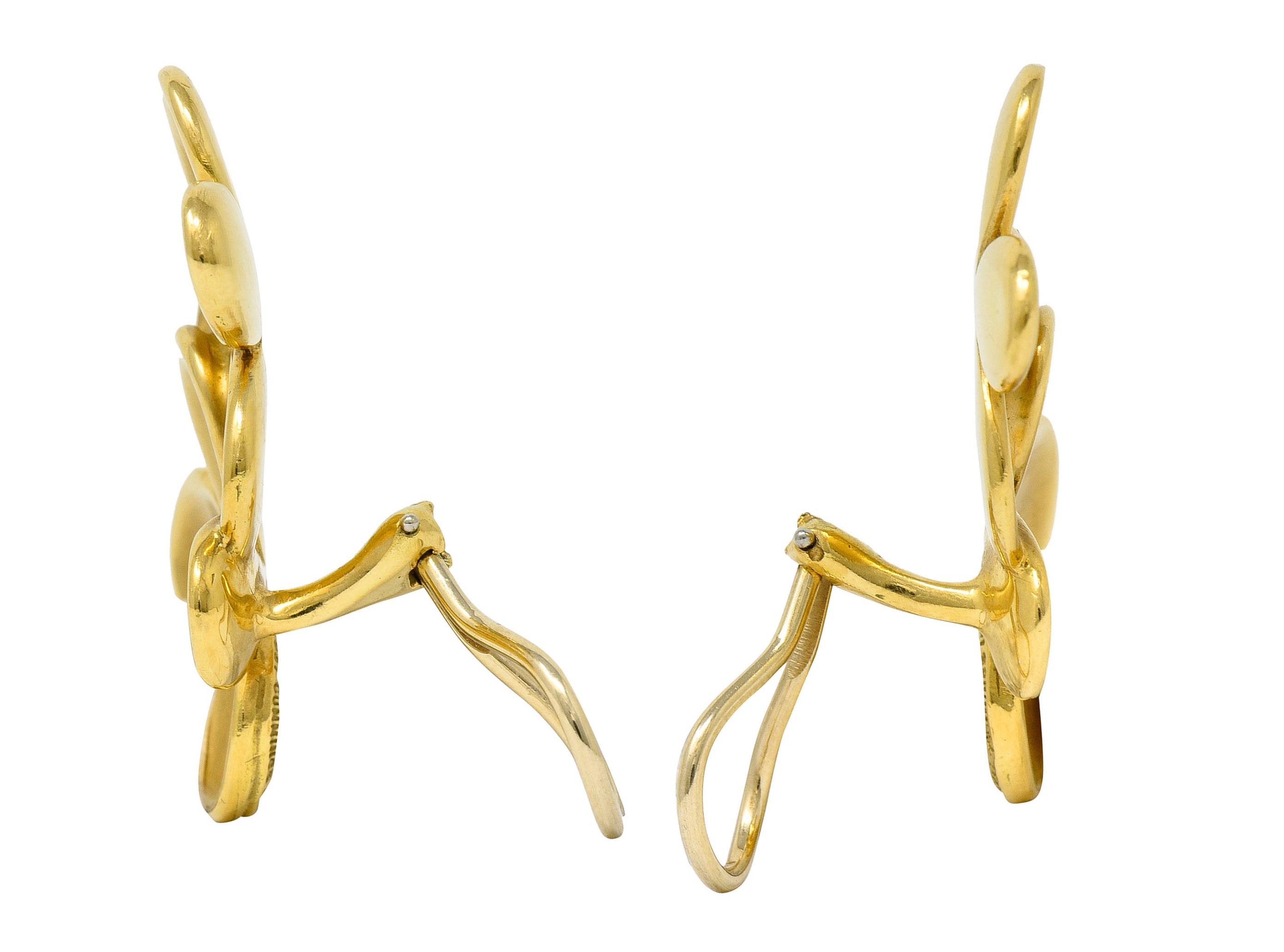 1987 Angela Cummings Vintage 18 Karat Gold Floral Ear-Clip EarringsEarrings - Wilson's Estate Jewelry