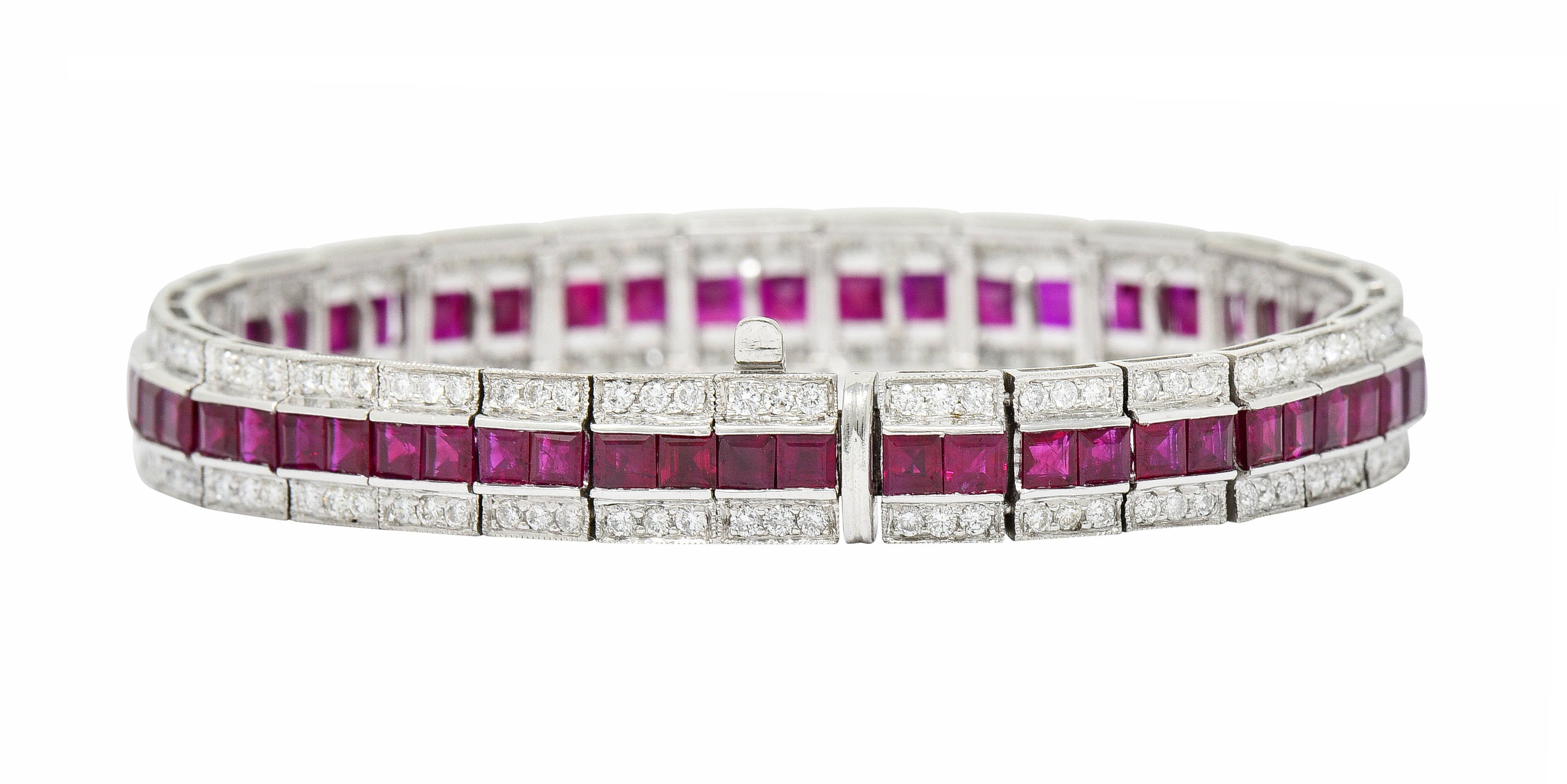 Vintage 14.00 CTW Ruby Diamond Platinum Line Braceletbracelet - Wilson's Estate Jewelry