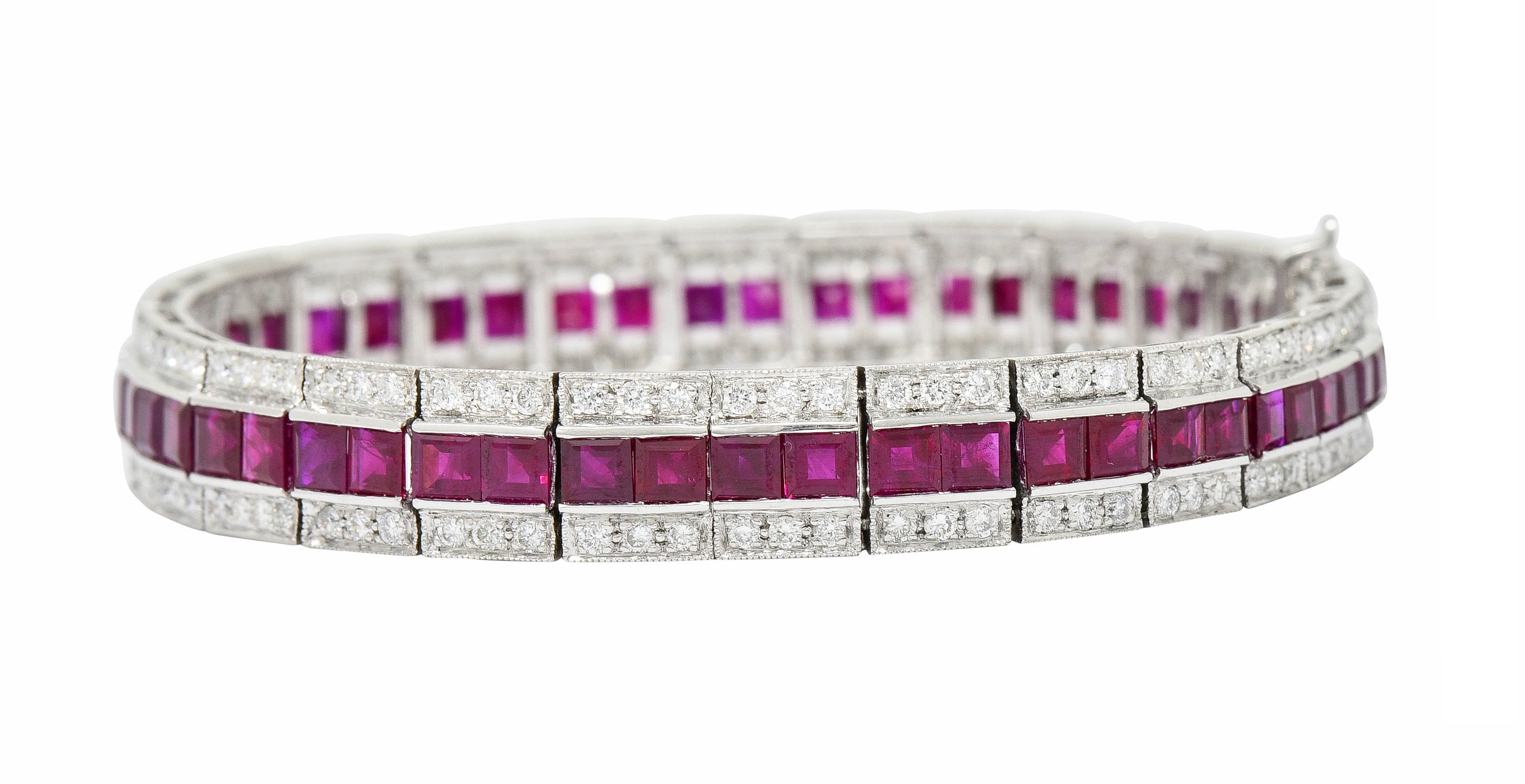 Vintage 14.00 CTW Ruby Diamond Platinum Line Braceletbracelet - Wilson's Estate Jewelry