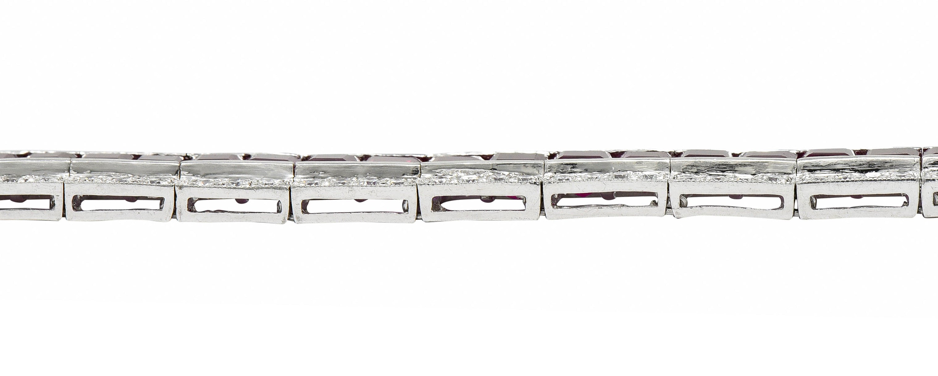 Vintage 14.00 CTW Ruby Diamond Platinum Line Braceletbracelet - Wilson's Estate Jewelry