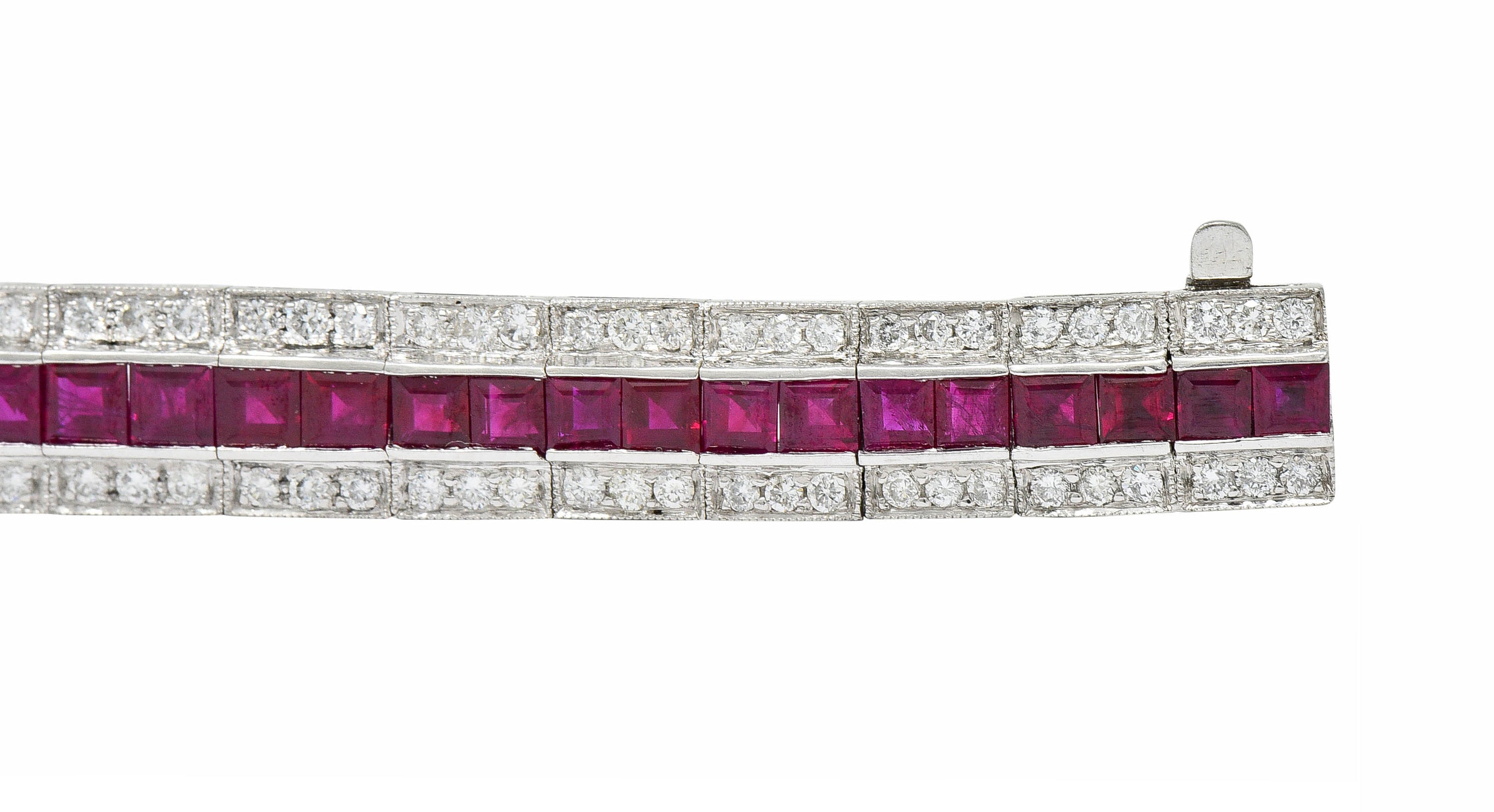 Vintage 14.00 CTW Ruby Diamond Platinum Line Braceletbracelet - Wilson's Estate Jewelry