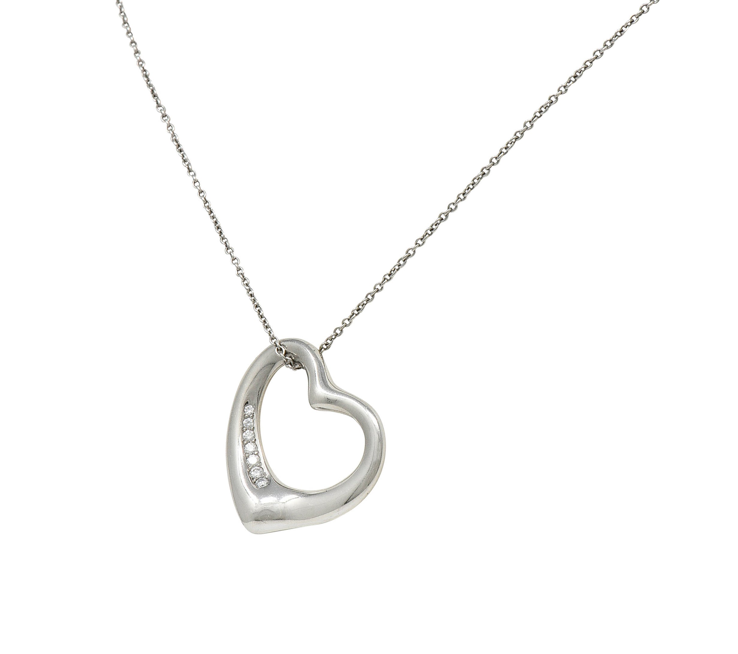 Elsa Peretti Tiffany & Co. Diamond Platinum 22 MM Open Heart Pendant NecklaceNecklace - Wilson's Estate Jewelry