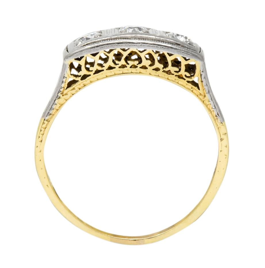 Edwardian 0.30 CTW Diamond Platinum-Topped 14 Karat Gold Ring - Wilson's Estate Jewelry