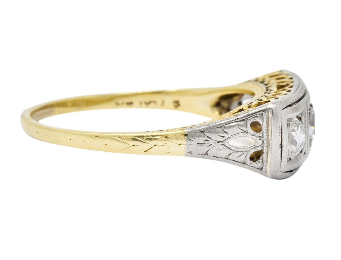 Edwardian 0.30 CTW Diamond Platinum-Topped 14 Karat Gold Ring - Wilson's Estate Jewelry